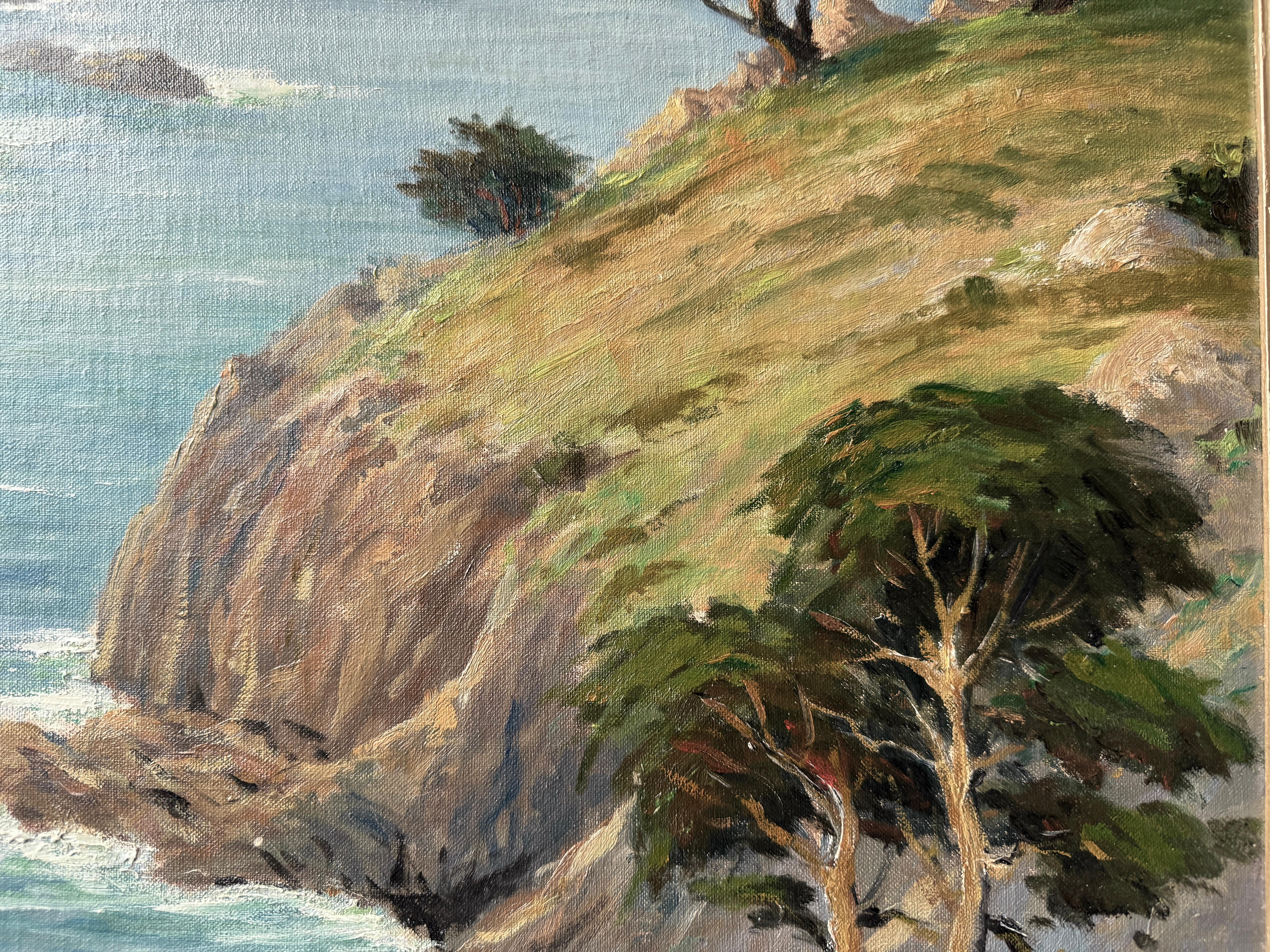 The Highlands Point Lobos Carmel California 1930 Thomas O. Sheckell Original Oil - Gray Landscape Painting by Thomas Owings Sheckell