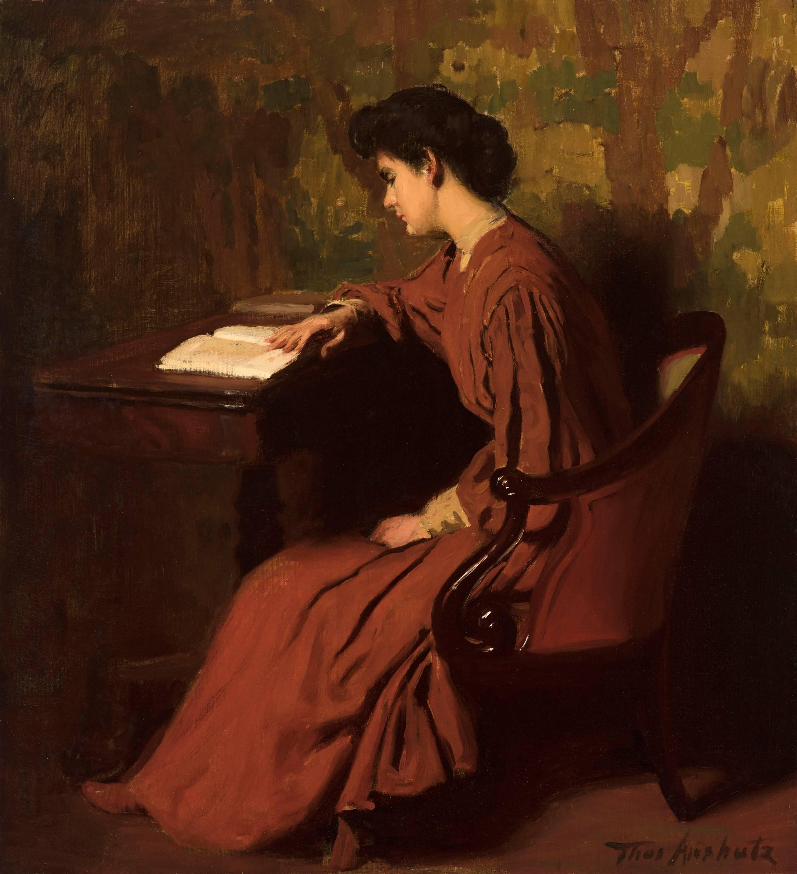 Thomas P Anshutz Woman Reading At A Desk For Sale At 1stdibs
