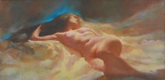 Reclining Twilight Nude Painting, Signed, 1990