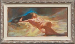 Reclining Twilight Nude Painting, Signed, 1990