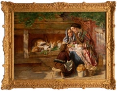 Antique "Feeding the Bunnies" by Thomas P. Hall