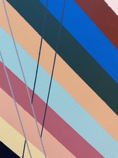 Forever 5: Geometric abstraction painting on canvas, minimalist w/ color lines