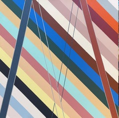 Forever 5: Geometric abstraction painting on canvas, minimalist w/ color lines