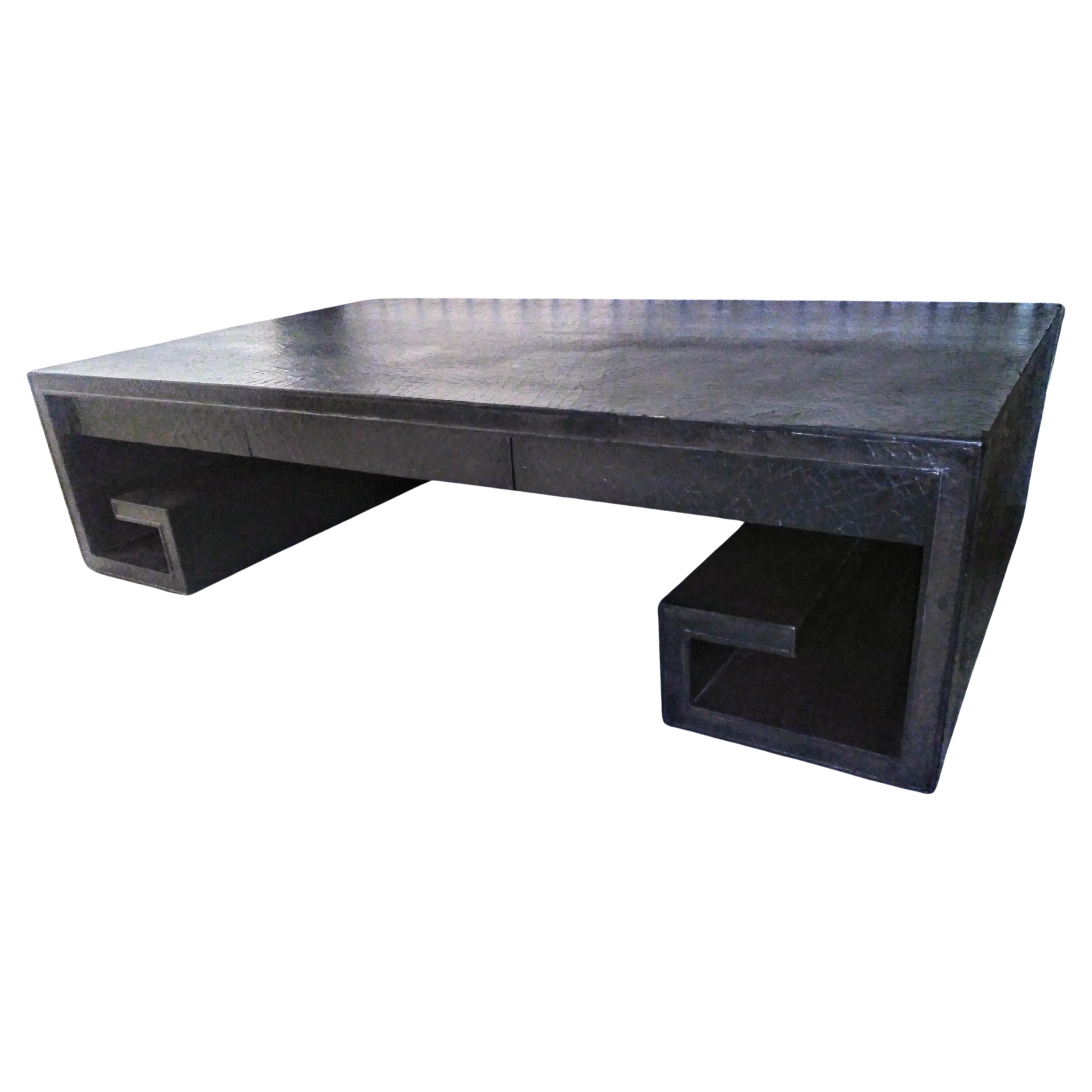 Thomas Pheasant for Baker Furniture Crackle Finish Coffee Table