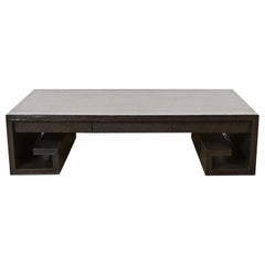 Vintage Thomas Pheasant for Baker Furniture Greek Key Black Lacquered Coffee Table