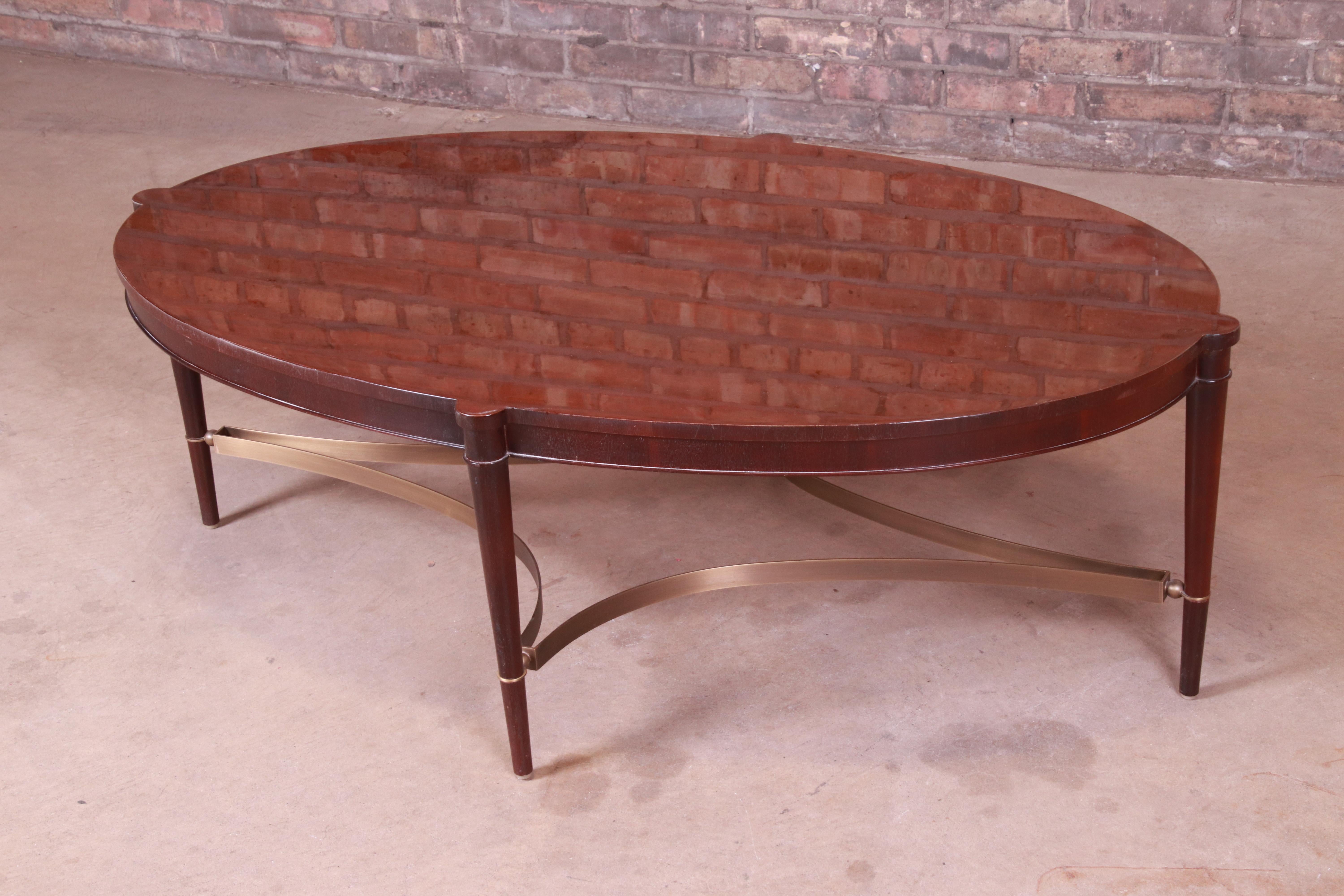 Modern Thomas Pheasant for Baker Furniture Mahogany and Brass Coffee Table
