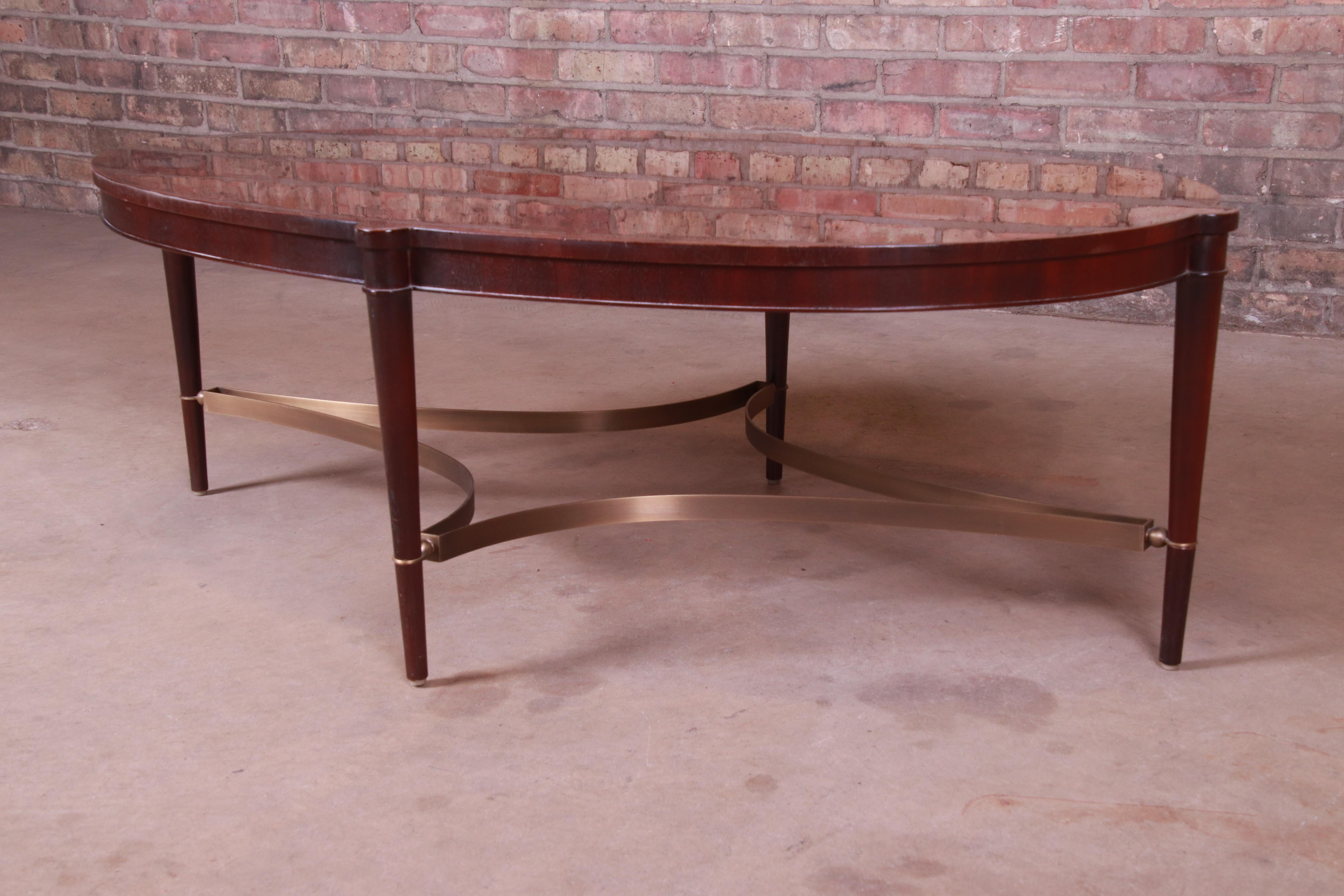 Thomas Pheasant for Baker Furniture Mahogany and Brass Coffee Table In Good Condition In South Bend, IN