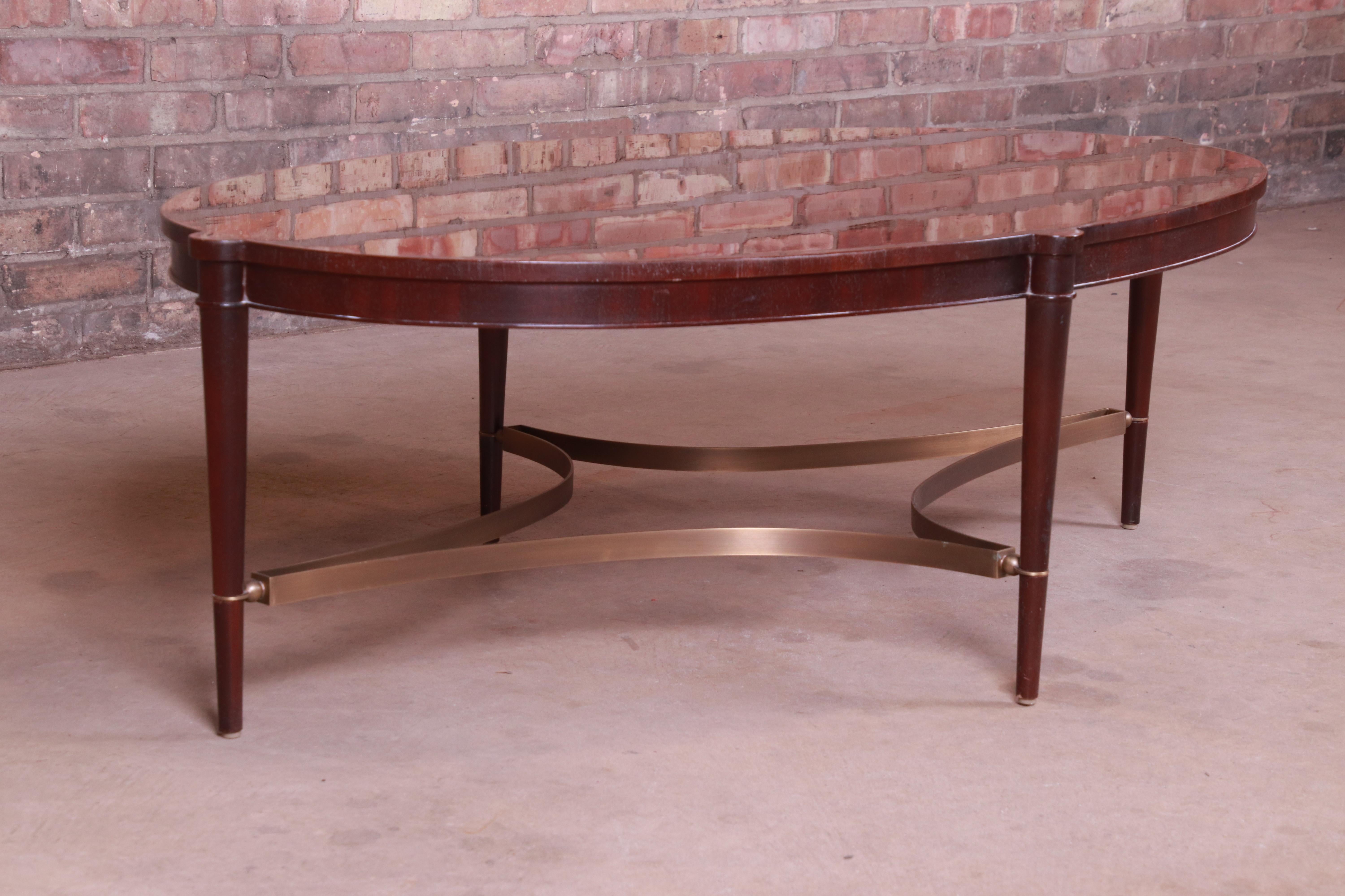 Contemporary Thomas Pheasant for Baker Furniture Mahogany and Brass Coffee Table