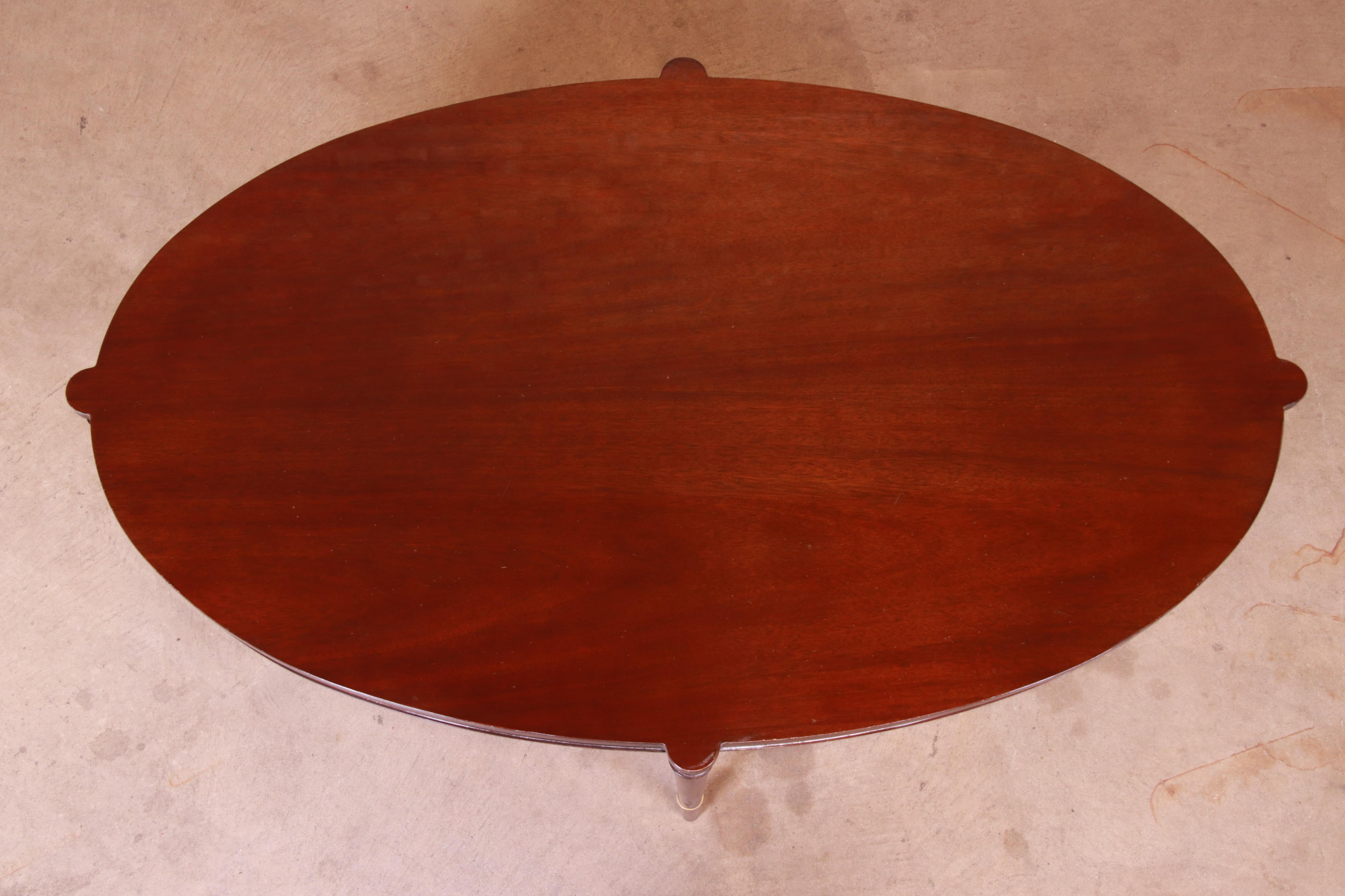 Thomas Pheasant for Baker Furniture Mahogany and Brass Coffee Table 1