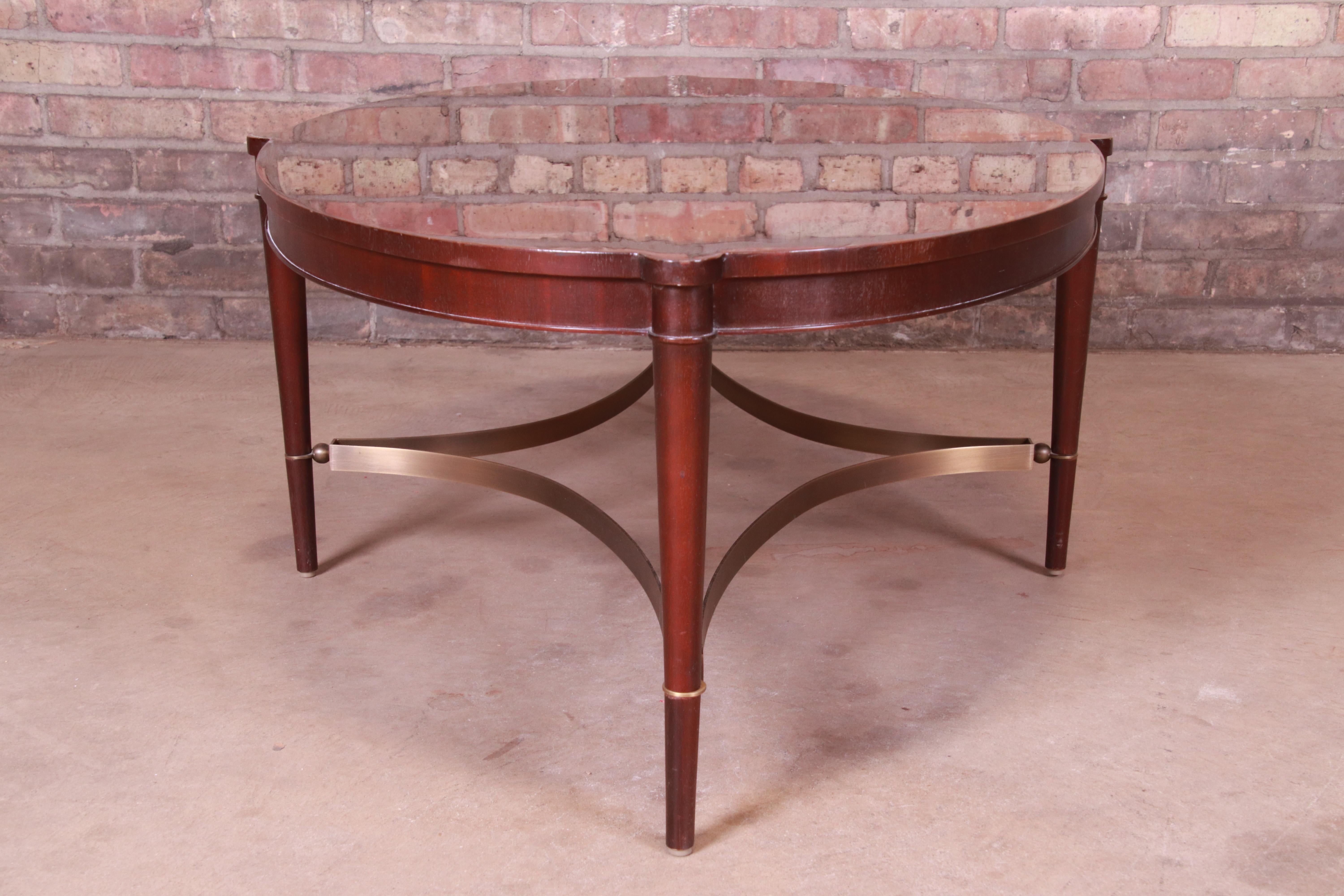 Thomas Pheasant for Baker Furniture Mahogany and Brass Coffee Table 3