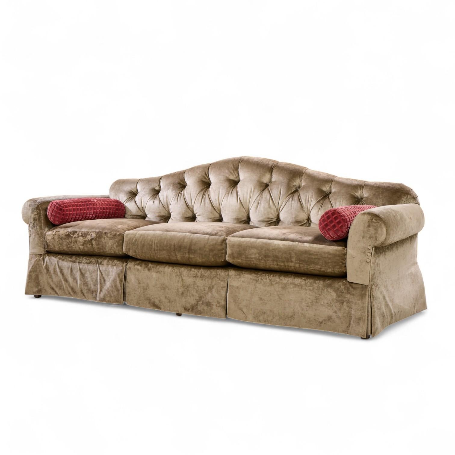 Modern Thomas Pheasant for Baker Furniture Tufted Camel Back Sofa For Sale