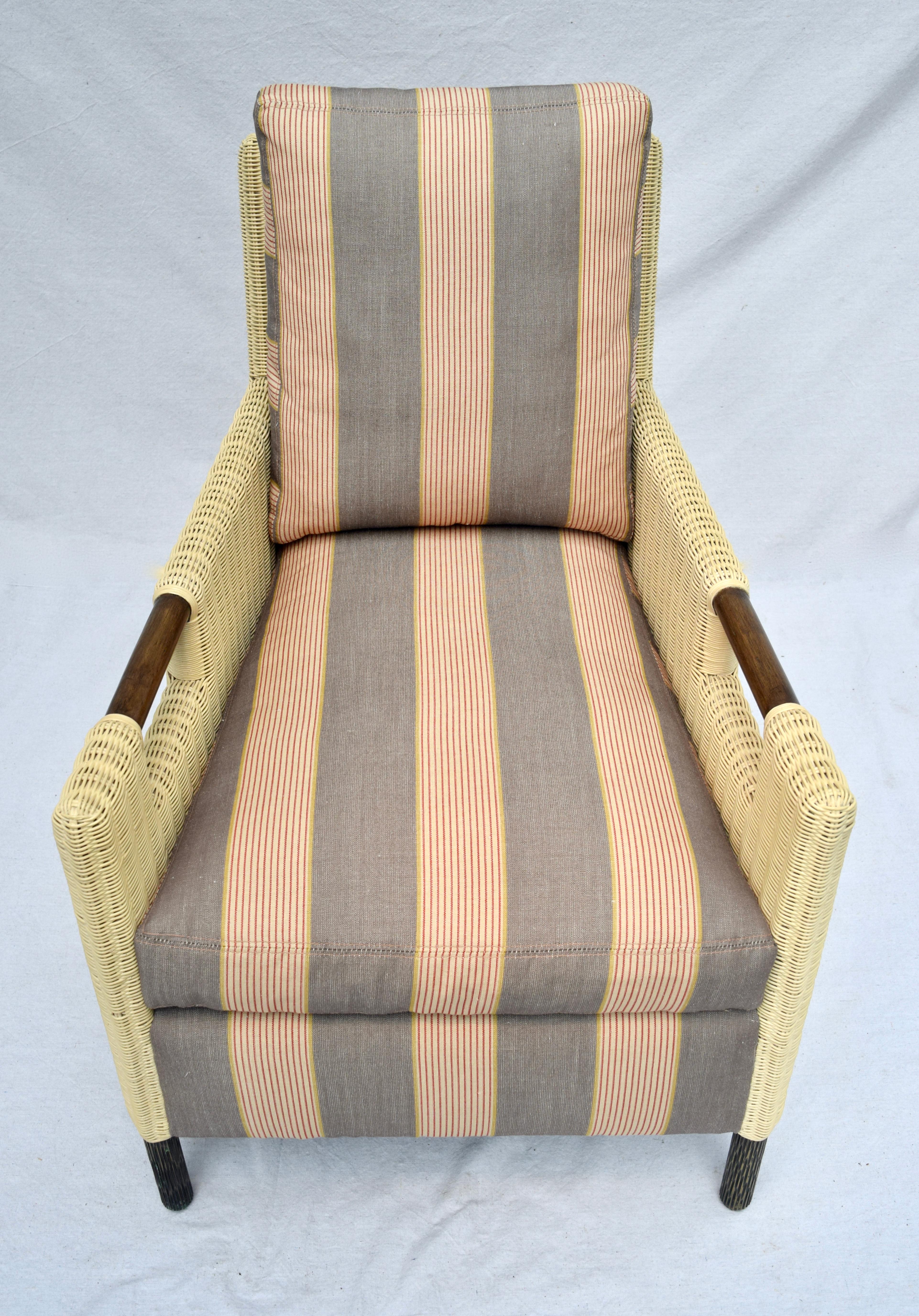 Rattan Thomas Pheasant for McGuire Organic Modern Club Chair & Ottoman For Sale