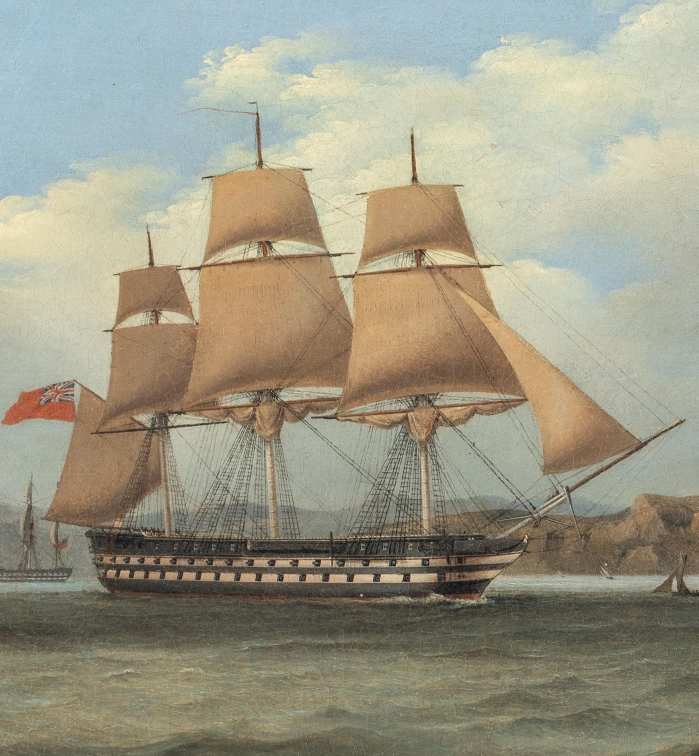British Royal Navy Anchored Off The Greek Coast, 19th Century  TOMMASO DE SIMONE For Sale 7