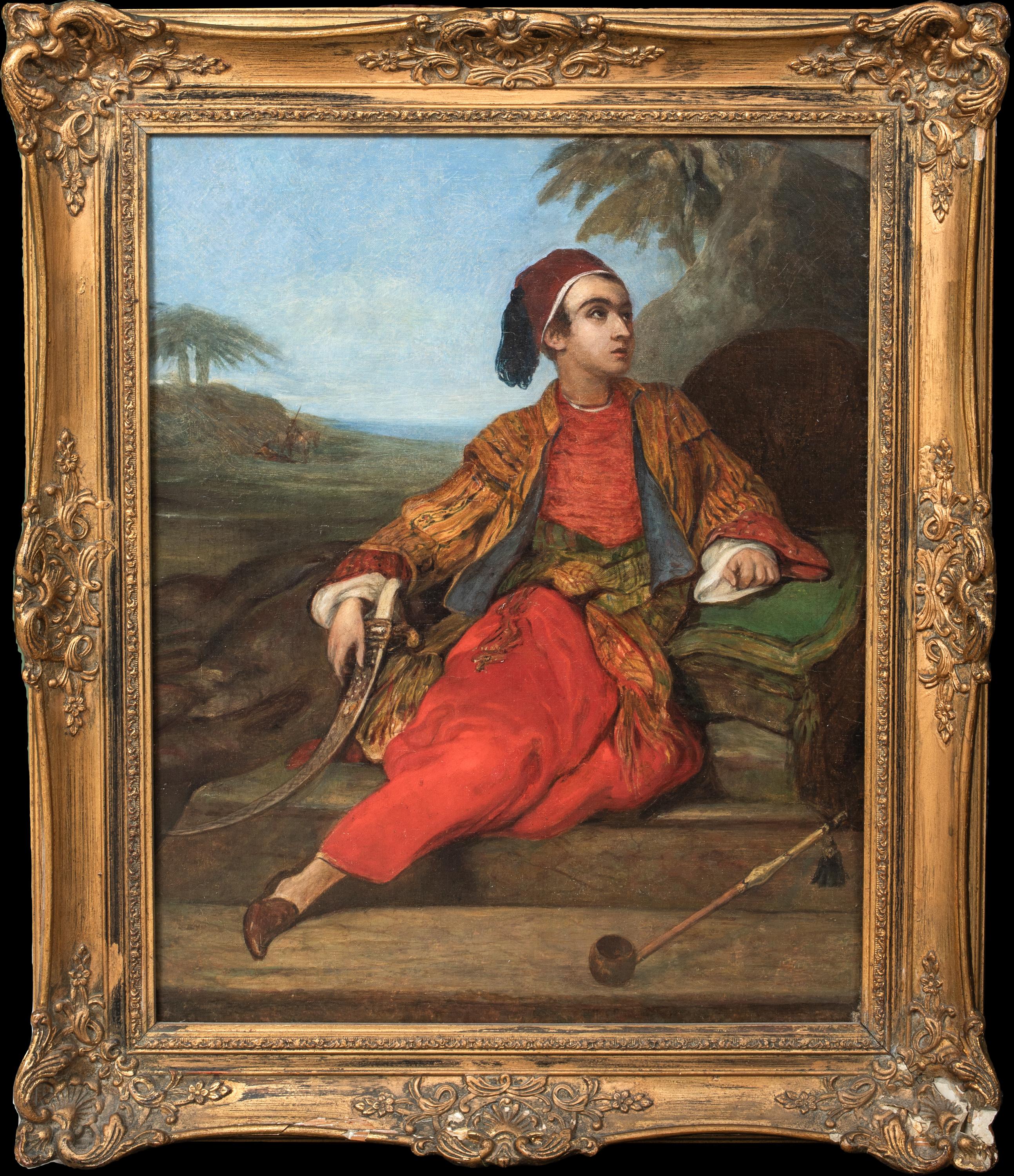 Thomas Philips Portrait Painting - Portrait Of Lord Byron In Oriental Dress, circa 1810  circle of Thomas PHILLIPS 
