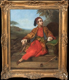 Antique Portrait Of Lord Byron In Oriental Dress, circa 1810  circle of Thomas PHILLIPS 