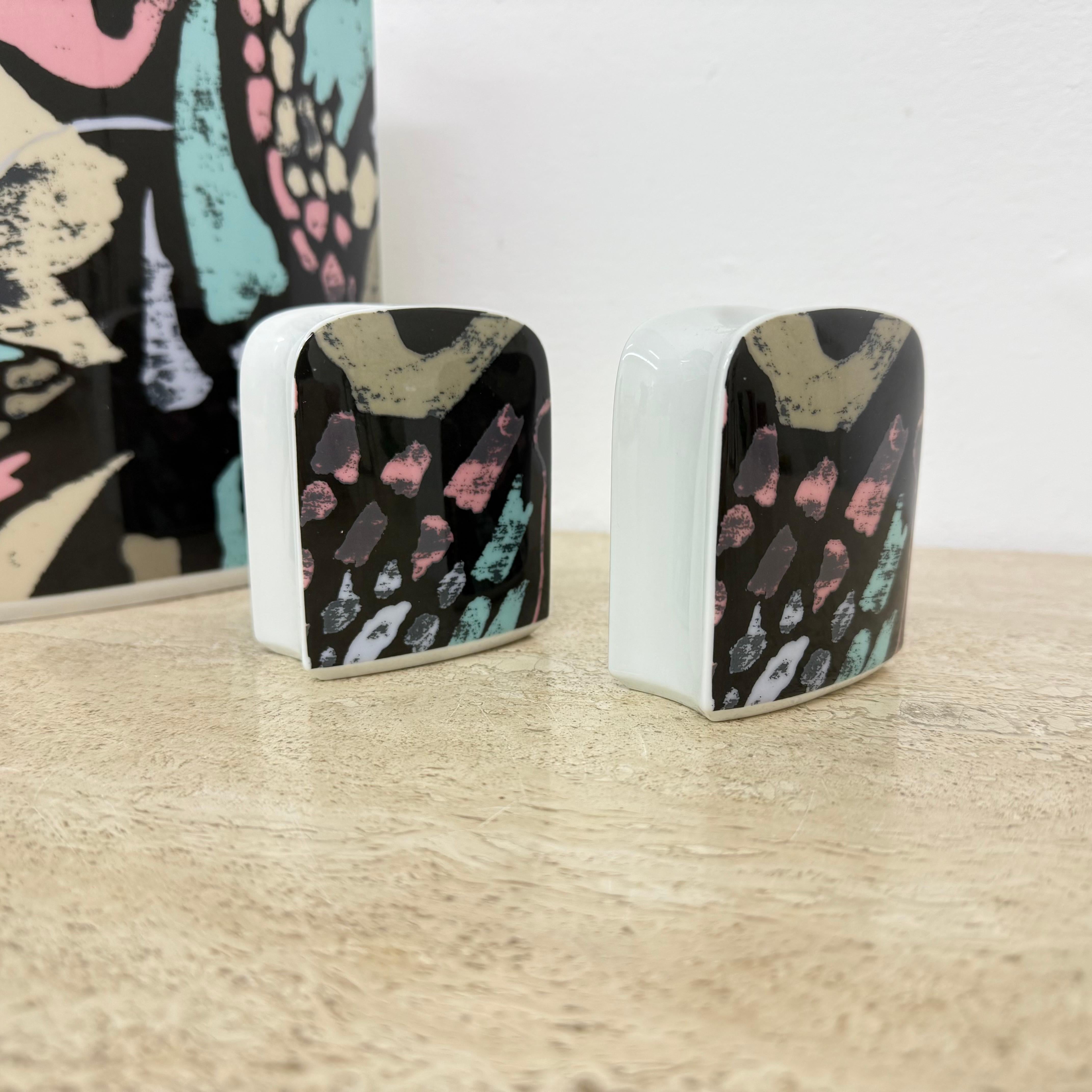 Thomas porcelain vase by Rosenthal and set of 2 candle holders, 1980’s memphis s For Sale 3
