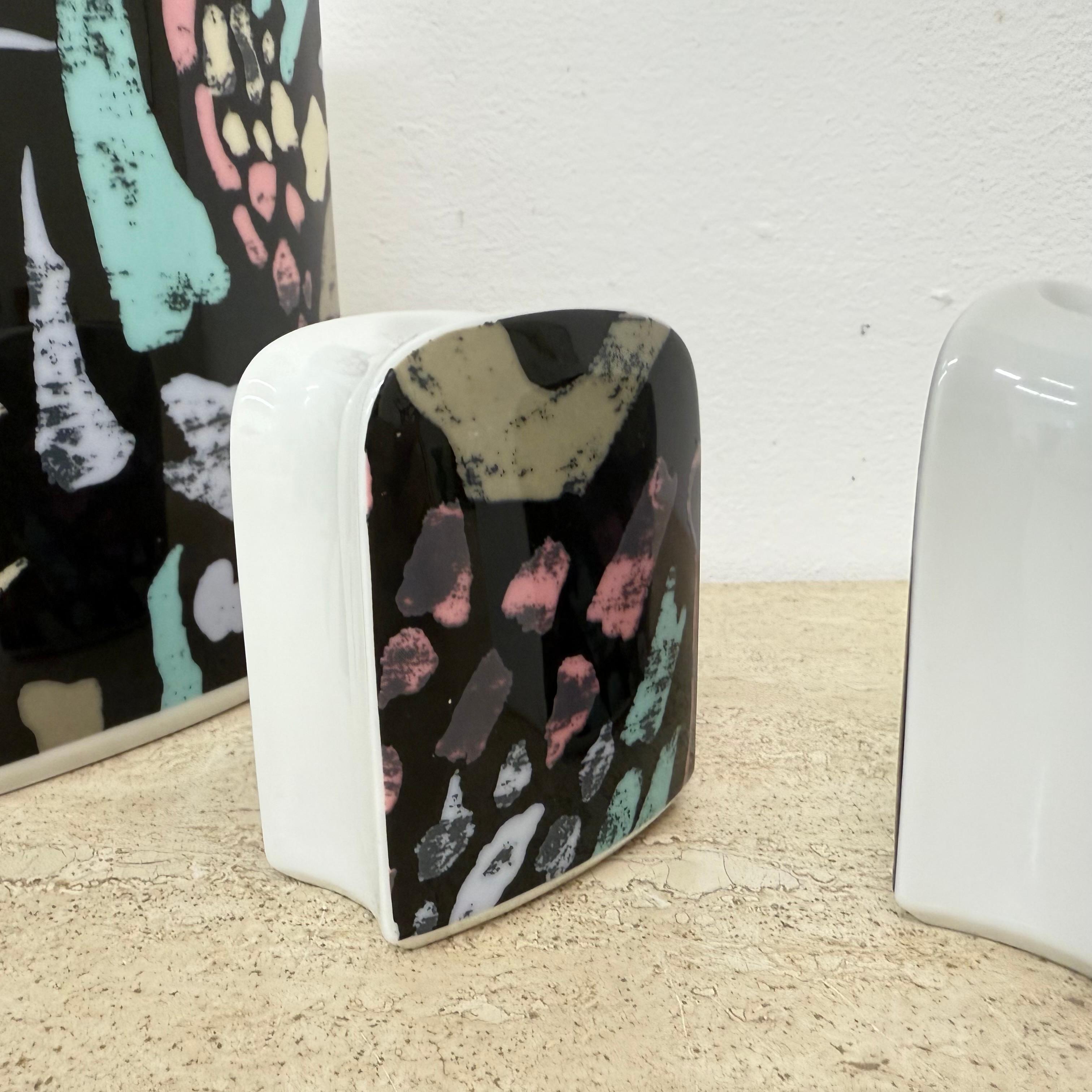 Thomas porcelain vase by Rosenthal and set of 2 candle holders, 1980’s memphis s For Sale 4