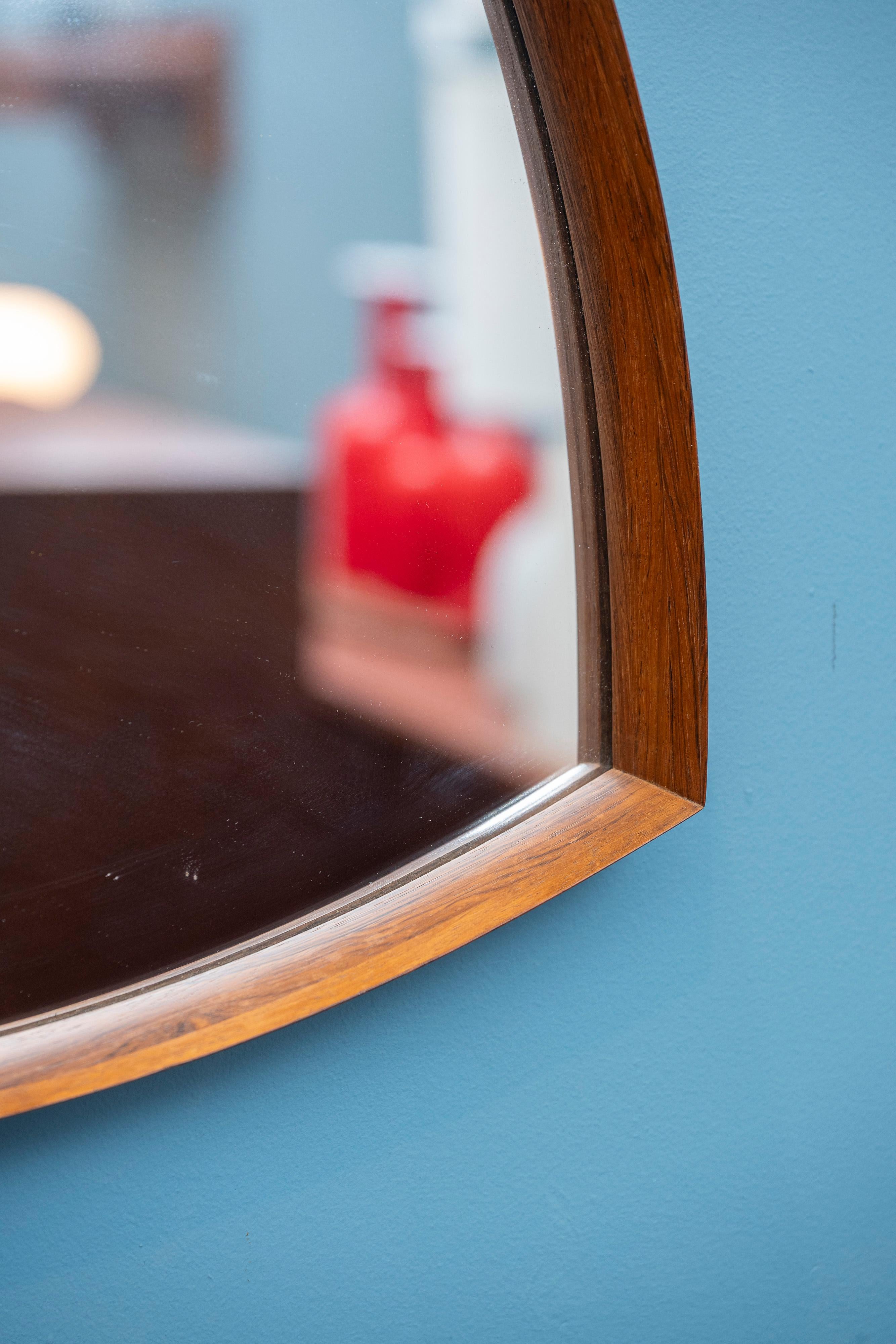 Thomas Poss Eferfolger Design Rosewood Triangular Wall Mirror, Denmark In Good Condition For Sale In San Francisco, CA
