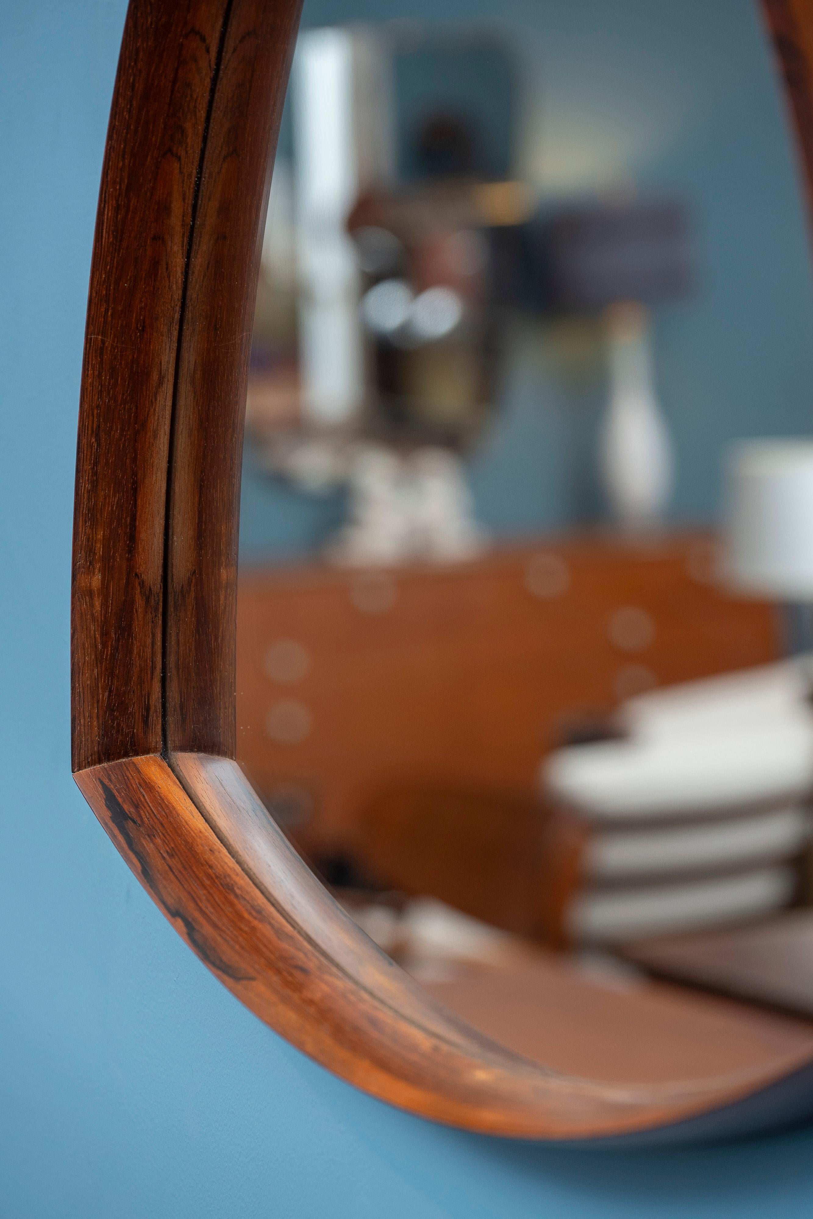 Thomas Poss Eferfolger Design Rosewood Triangular Wall Mirror, Denmark For Sale 1