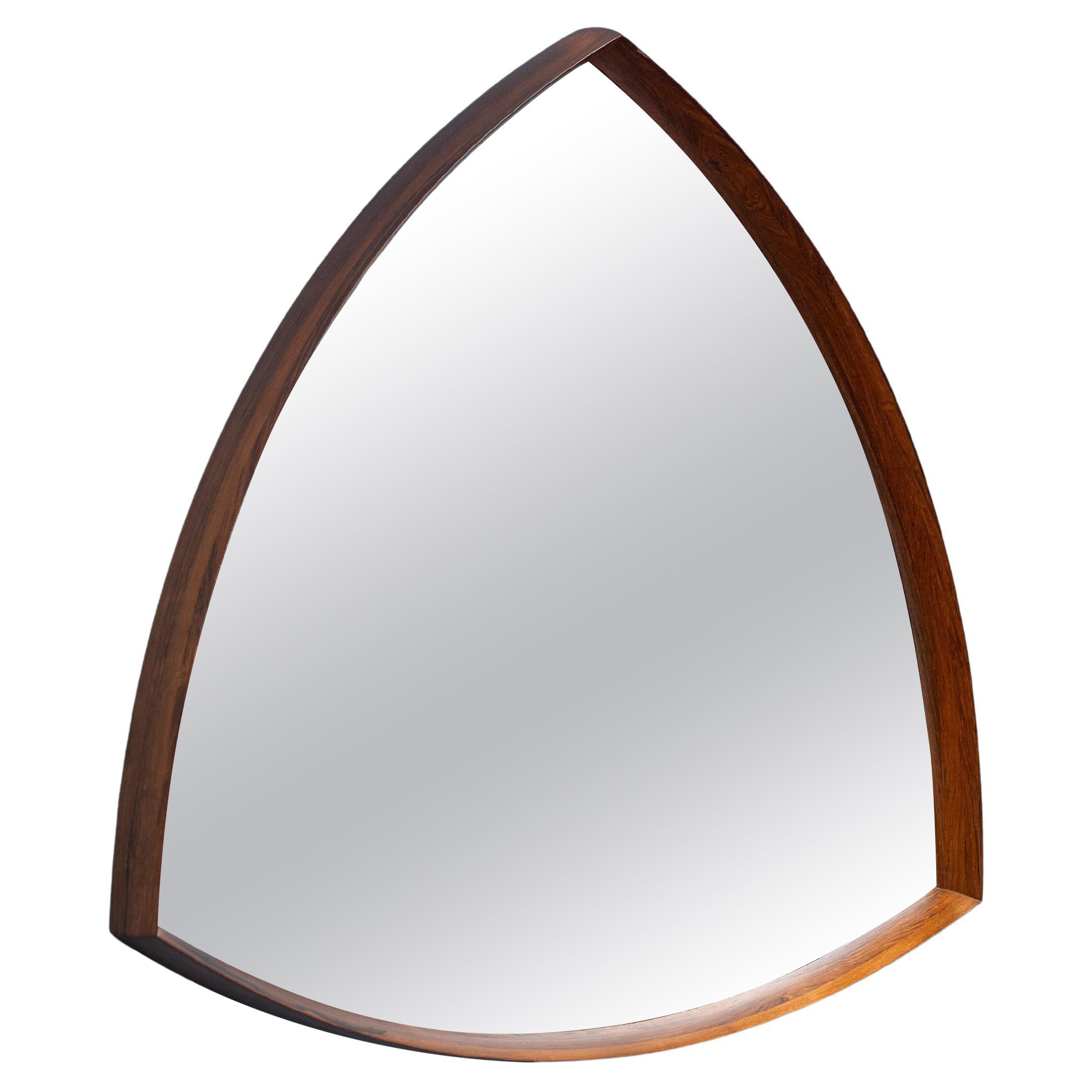 Thomas Poss Eferfolger Design Rosewood Triangular Wall Mirror, Denmark For Sale