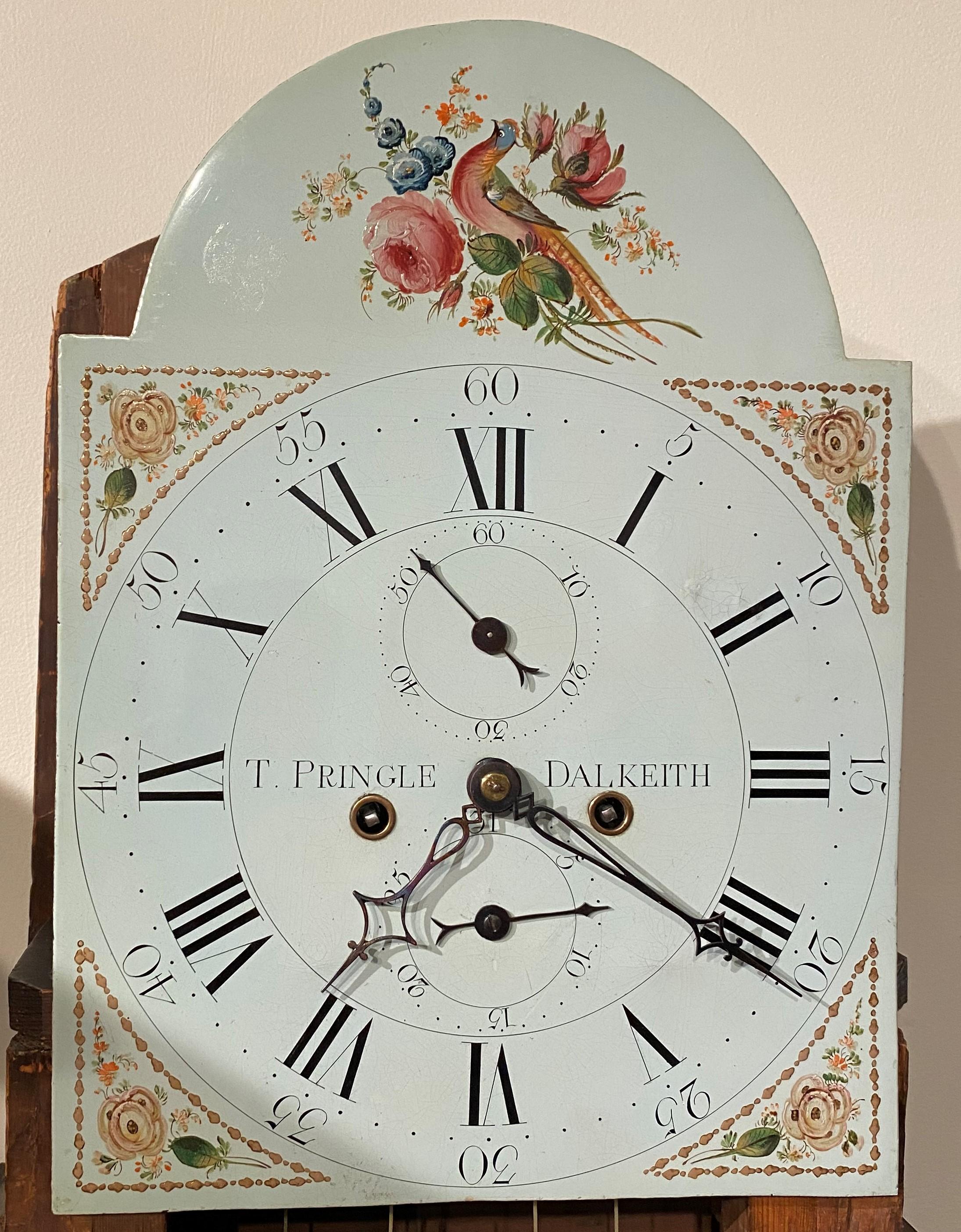 Brass Thomas Pringle Mahogany Case 8-Day Tall Clock, Dalkeith, Scotland, circa 1830’s For Sale