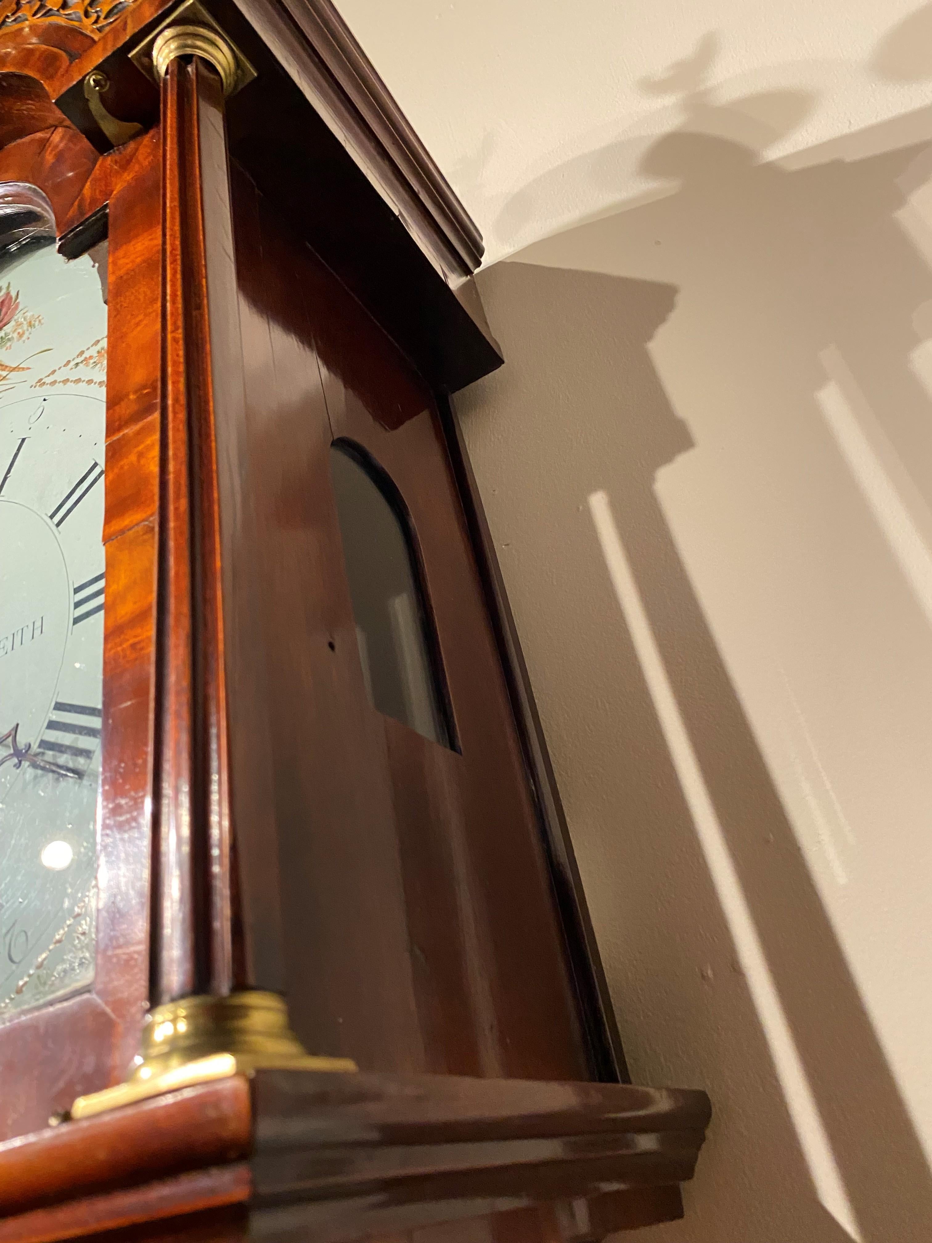 Horloge haute 8 jours à boîtier en acajou de Thomas Pringle, Dalkeith, Scotland, vers 1830 en vente 1