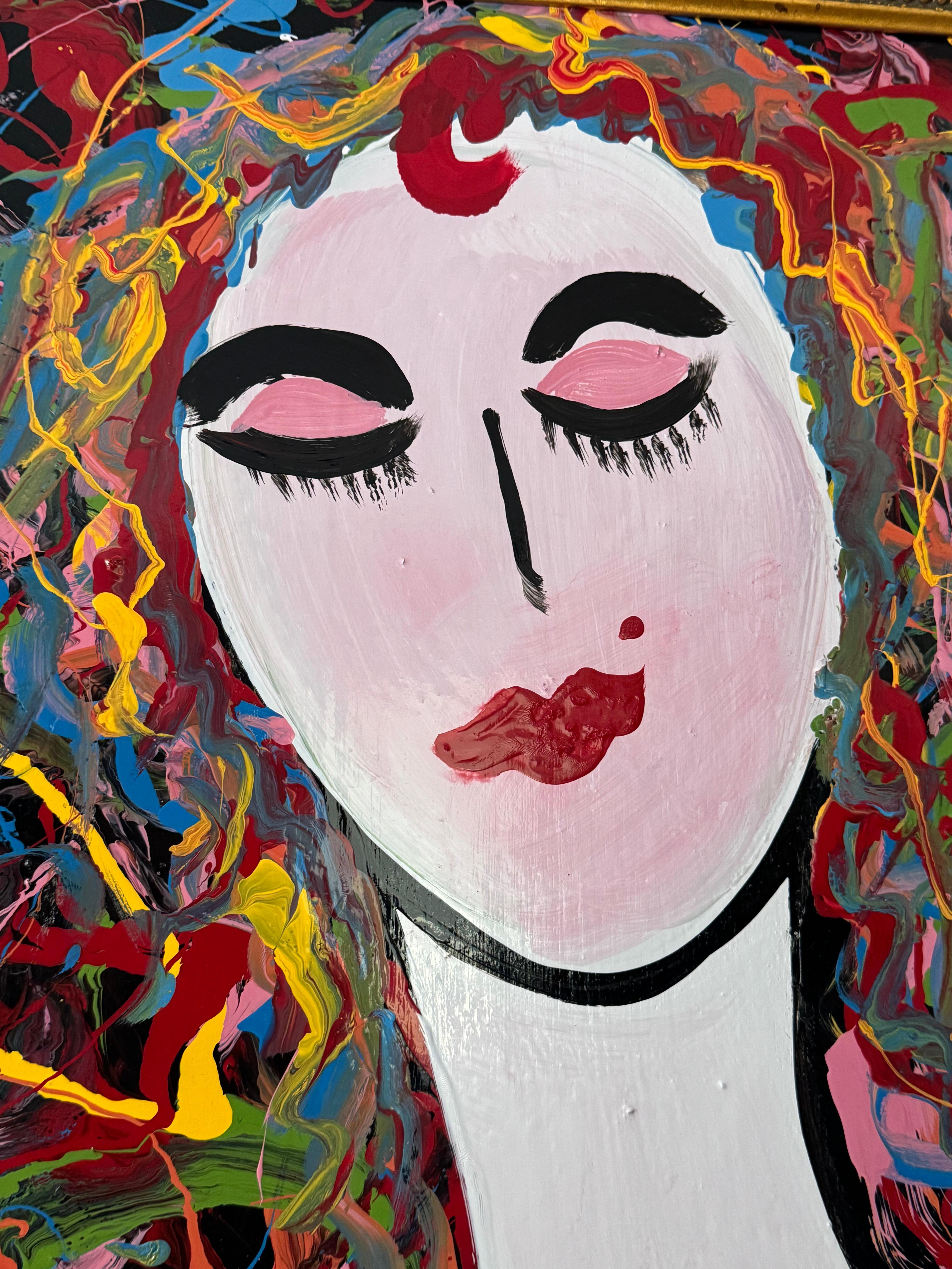 American Thomas Pulgini, Expressionist Nude With Colorful Background For Sale