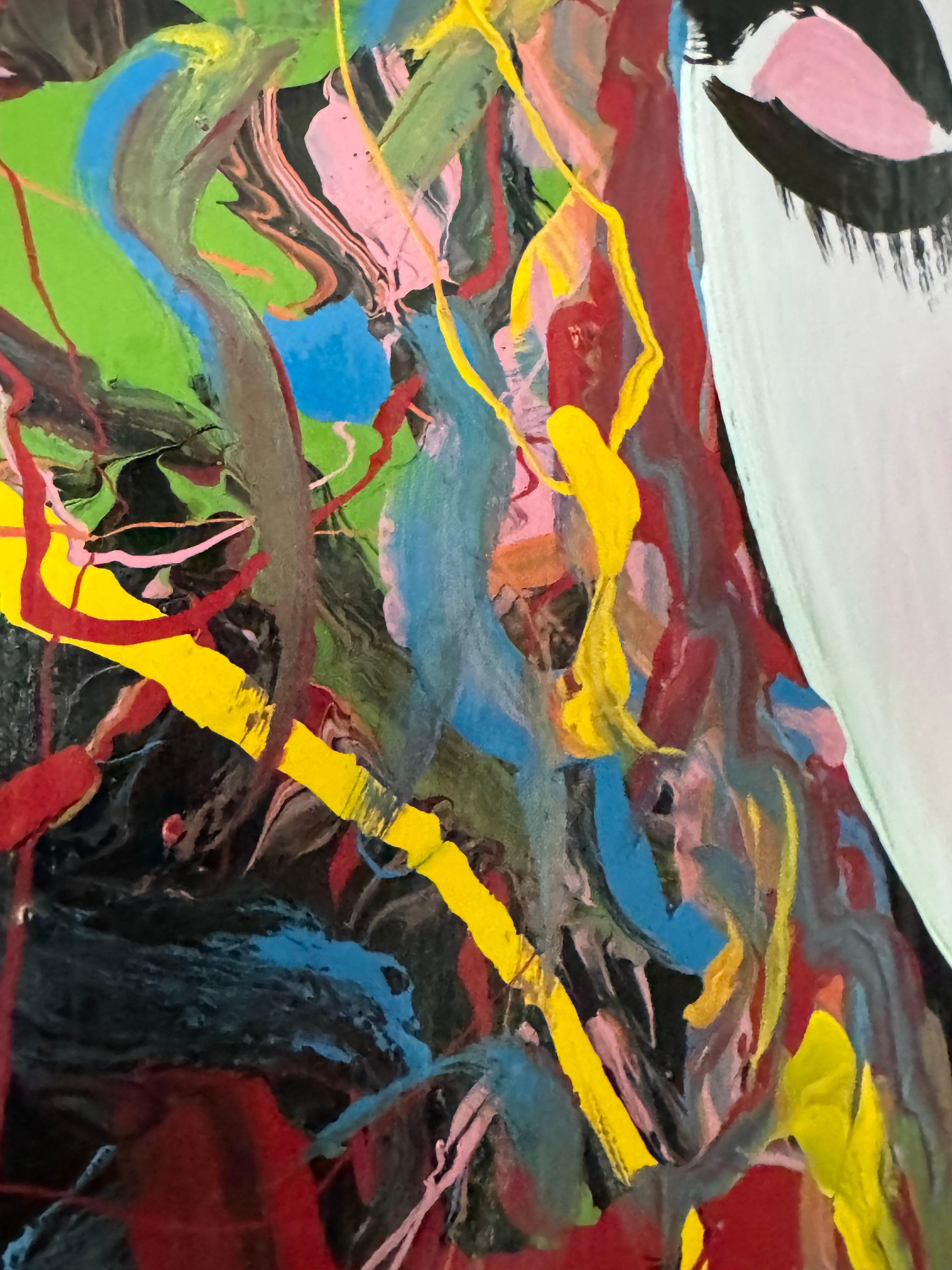 Acrylic Thomas Pulgini, Expressionist Nude With Colorful Background For Sale