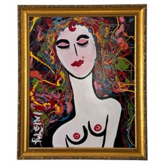 Thomas Pulgini, Expressionist Nude With Colorful Background