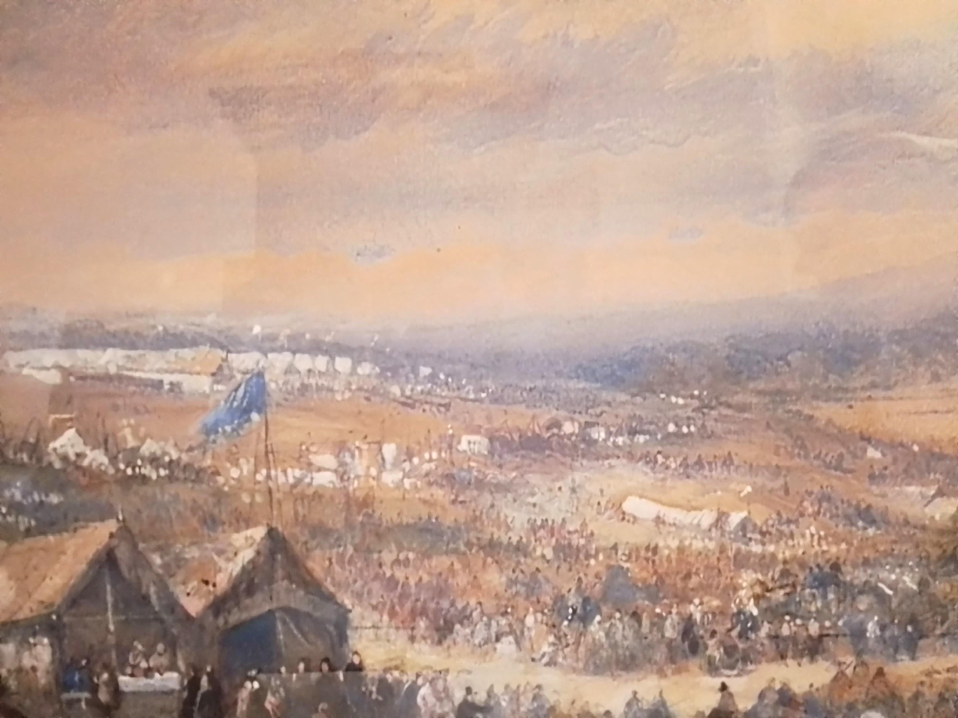 Arte vintage vittoriana di Dibdin, acquerello a tempera - 1863 - Landscape Painting Marrone di Thomas R Colman Dibdin