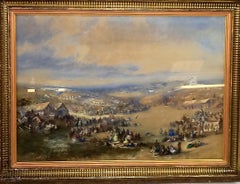 Arte vintage vittoriana di Dibdin, acquerello a tempera - 1863