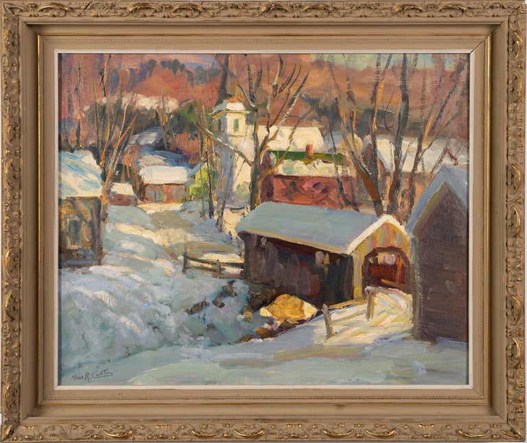 Thomas R. Curtin Landscape Painting - Antique American Plein Aire Impressionist Signed Landscape Framed Oil Painting