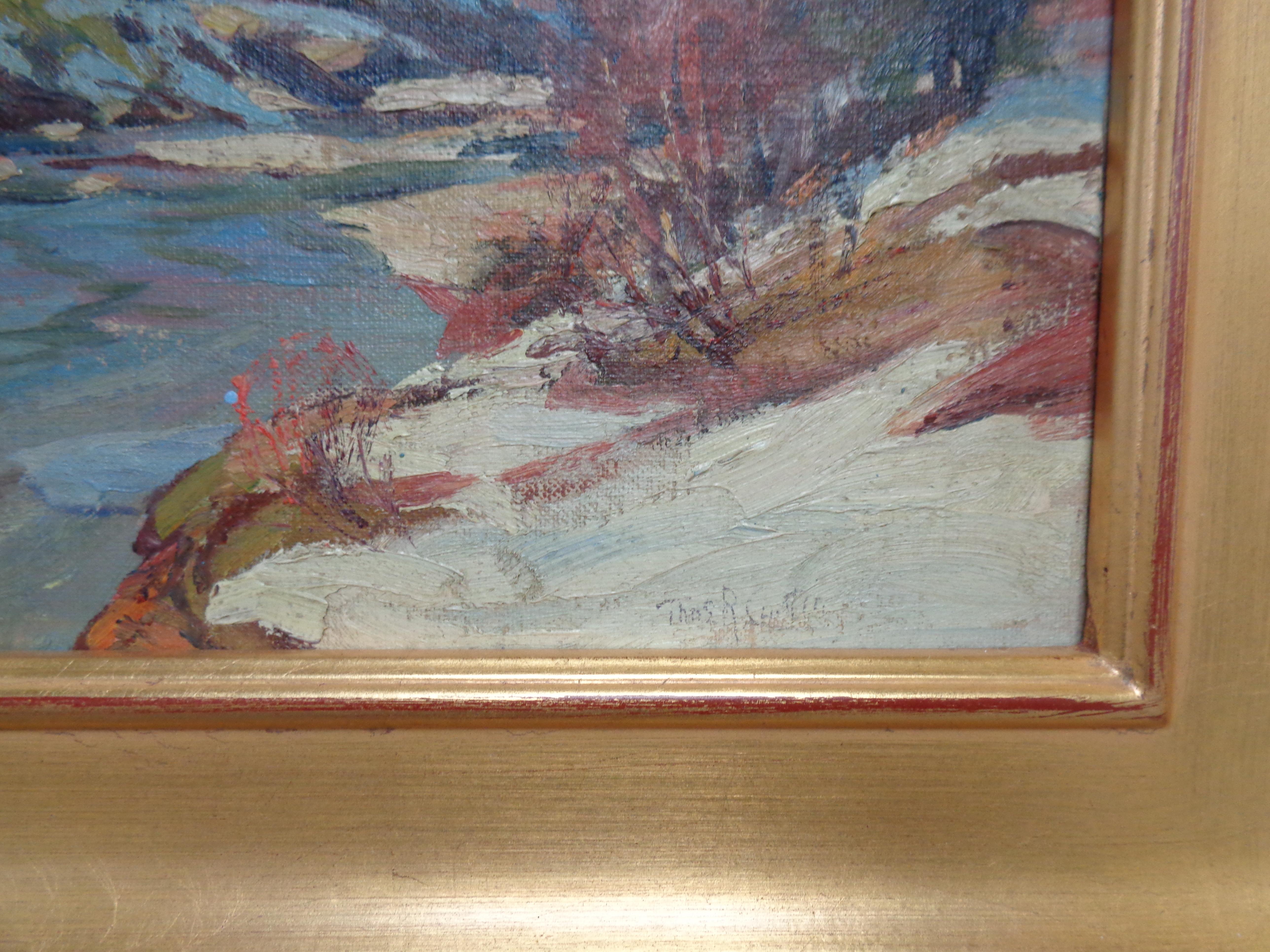 Winter landscape by Thomas Curtin - Painting by Thomas R Curtin