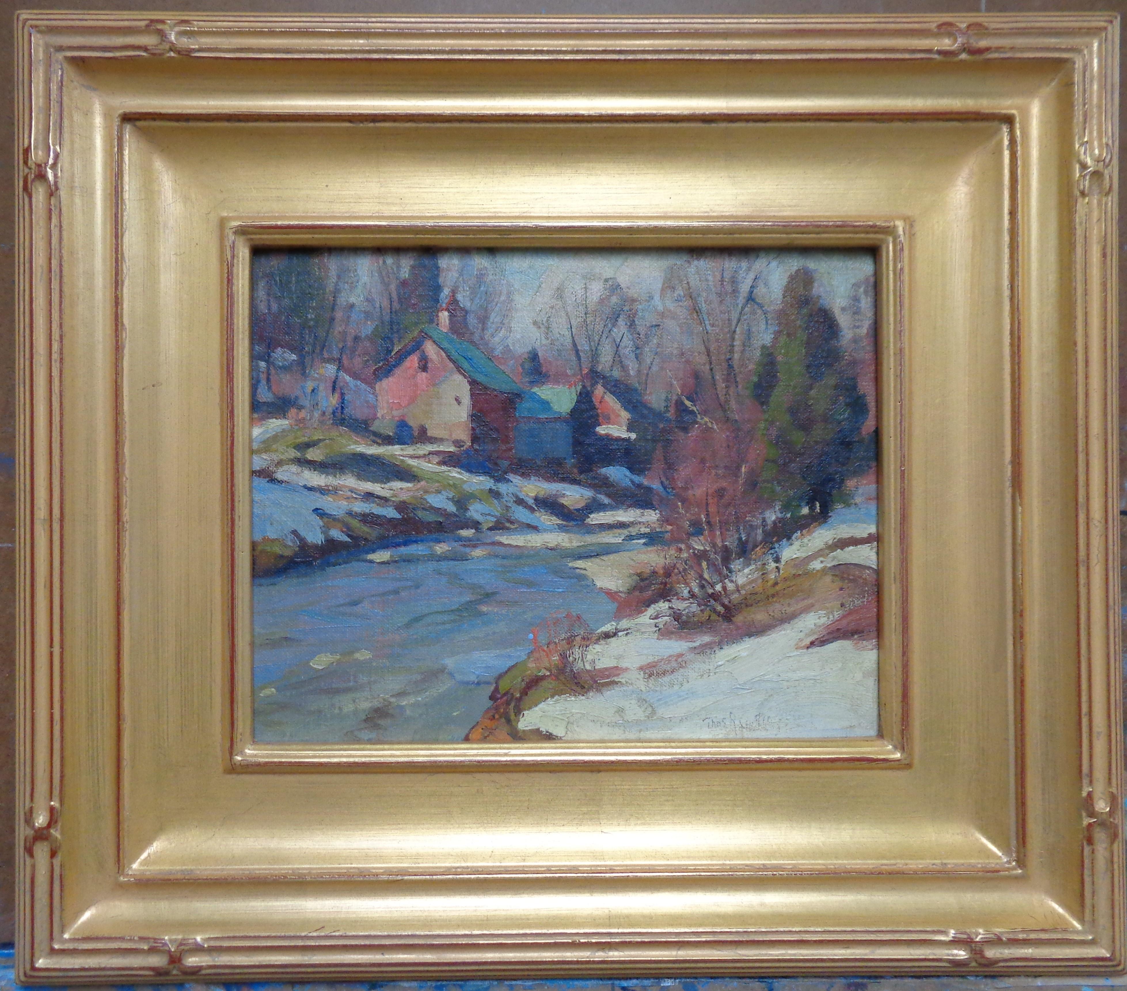 Thomas R Curtin Landscape Painting - Winter landscape by Thomas Curtin