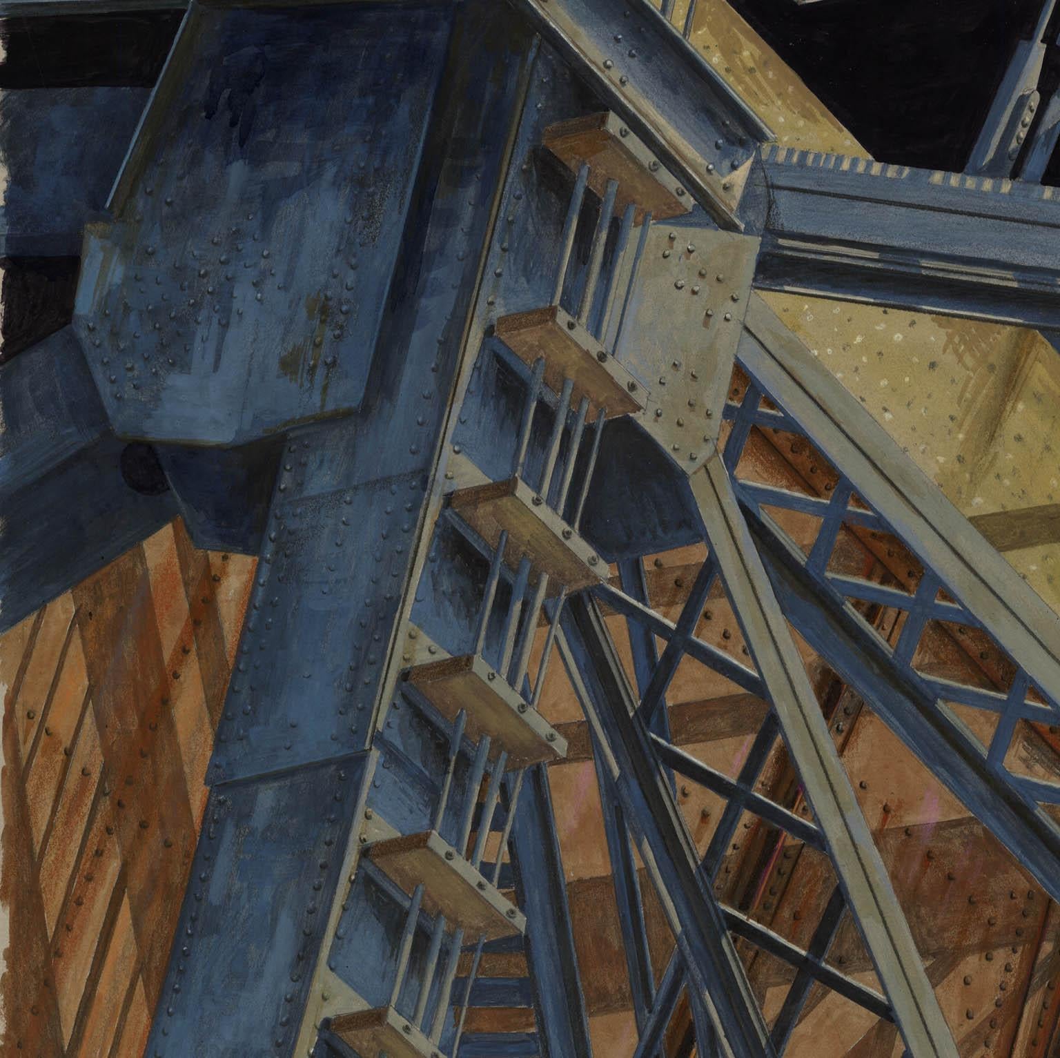 Cle Series: Lift w/Ladders. - Painting by Thomas R. Roese