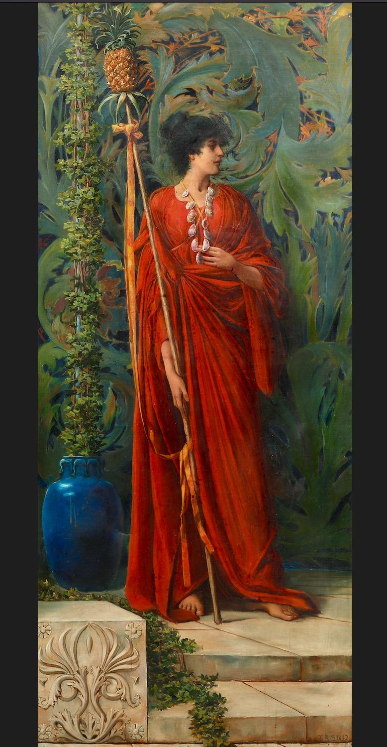 Mujer clásica vestida de rojo o Ménade vestida de rojo - Painting de Thomas Ralph Spence