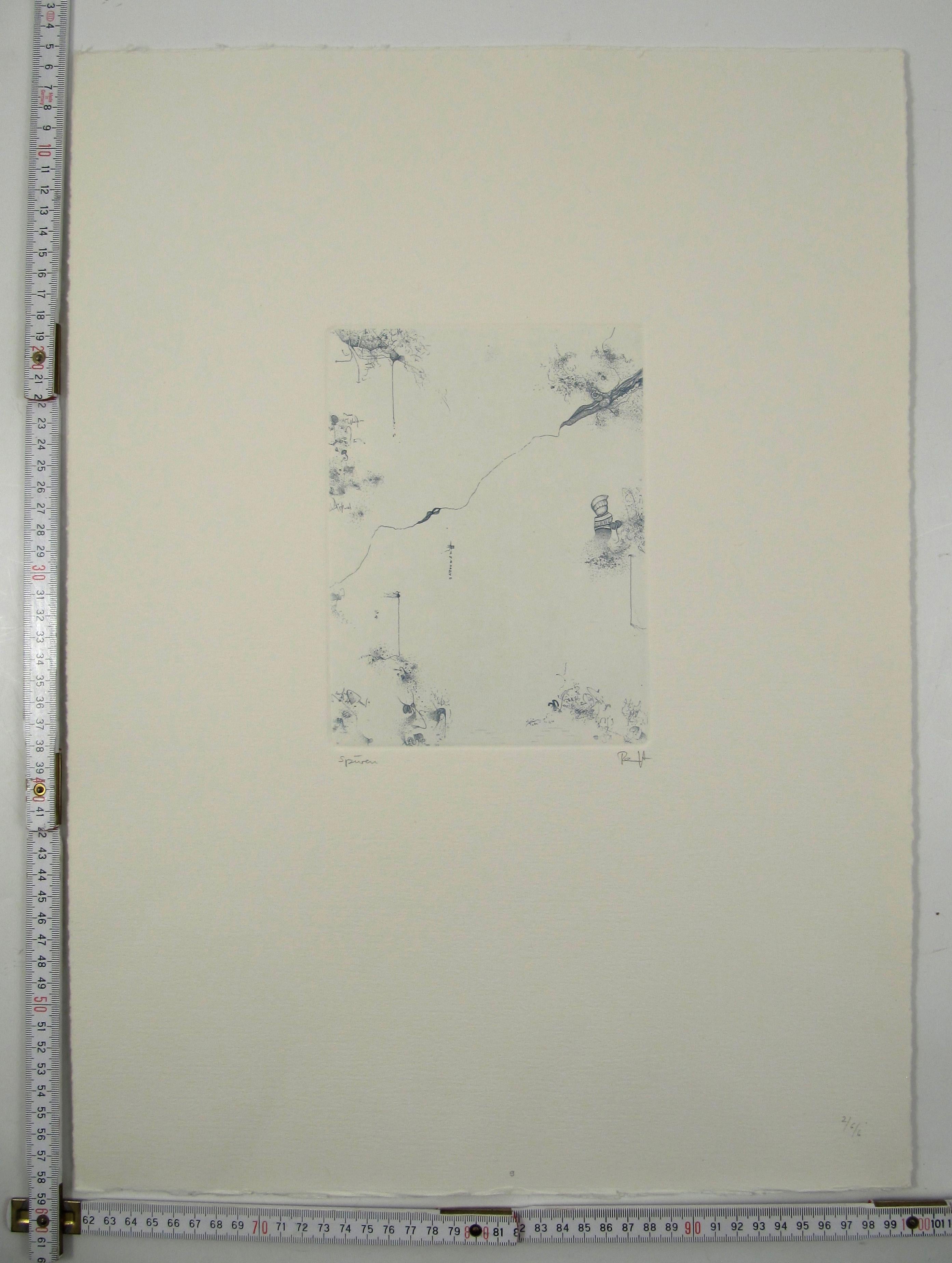Thomas Ranft (1945) - Spuren, 1977 - Abstrakte Radierungen in Leder Folio im Angebot 12