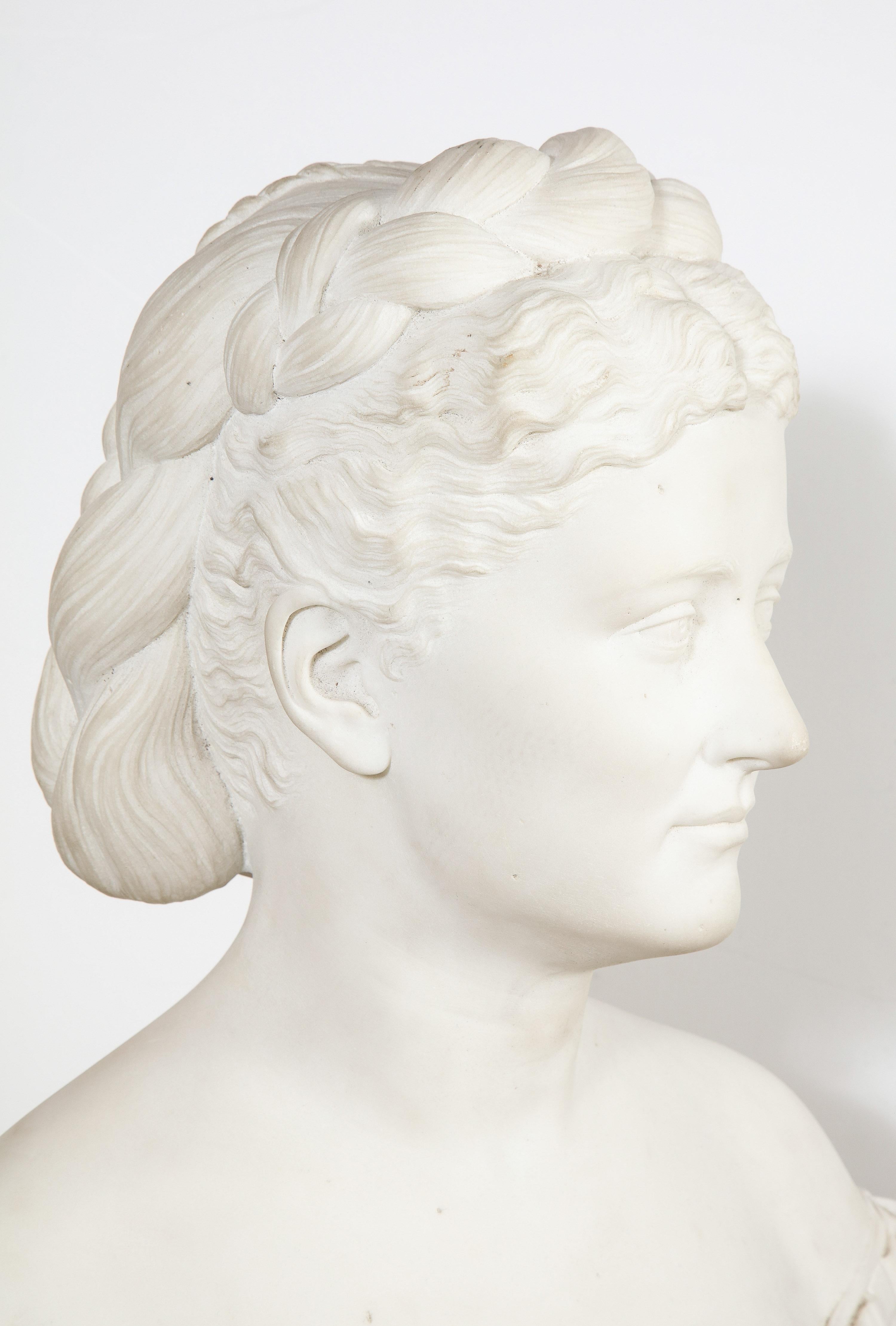 Thomas Ridgeway Gould, a Rare American White Marble Bust of a Woman For Sale 3