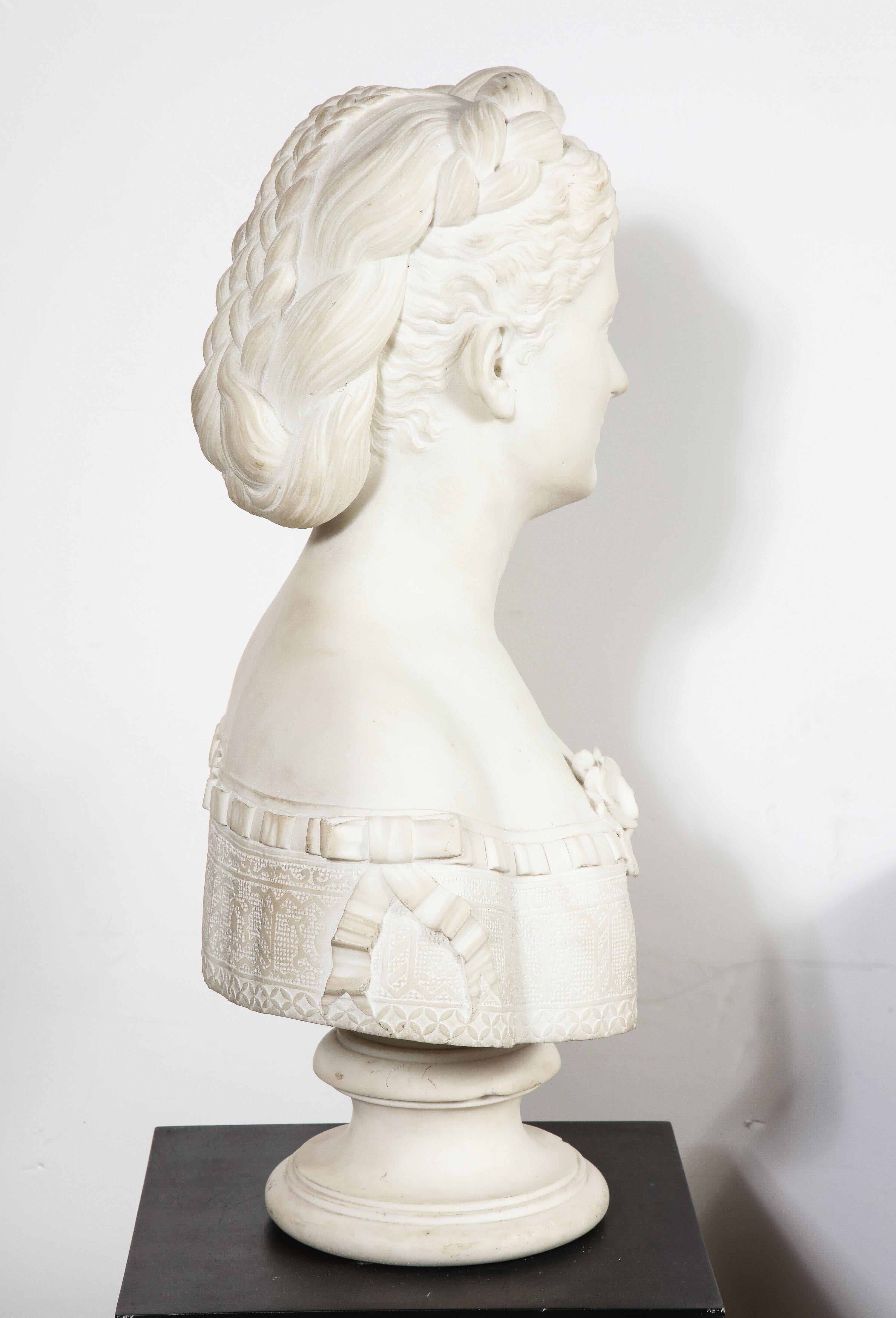 Thomas Ridgeway Gould, a Rare American White Marble Bust of a Woman For Sale 4