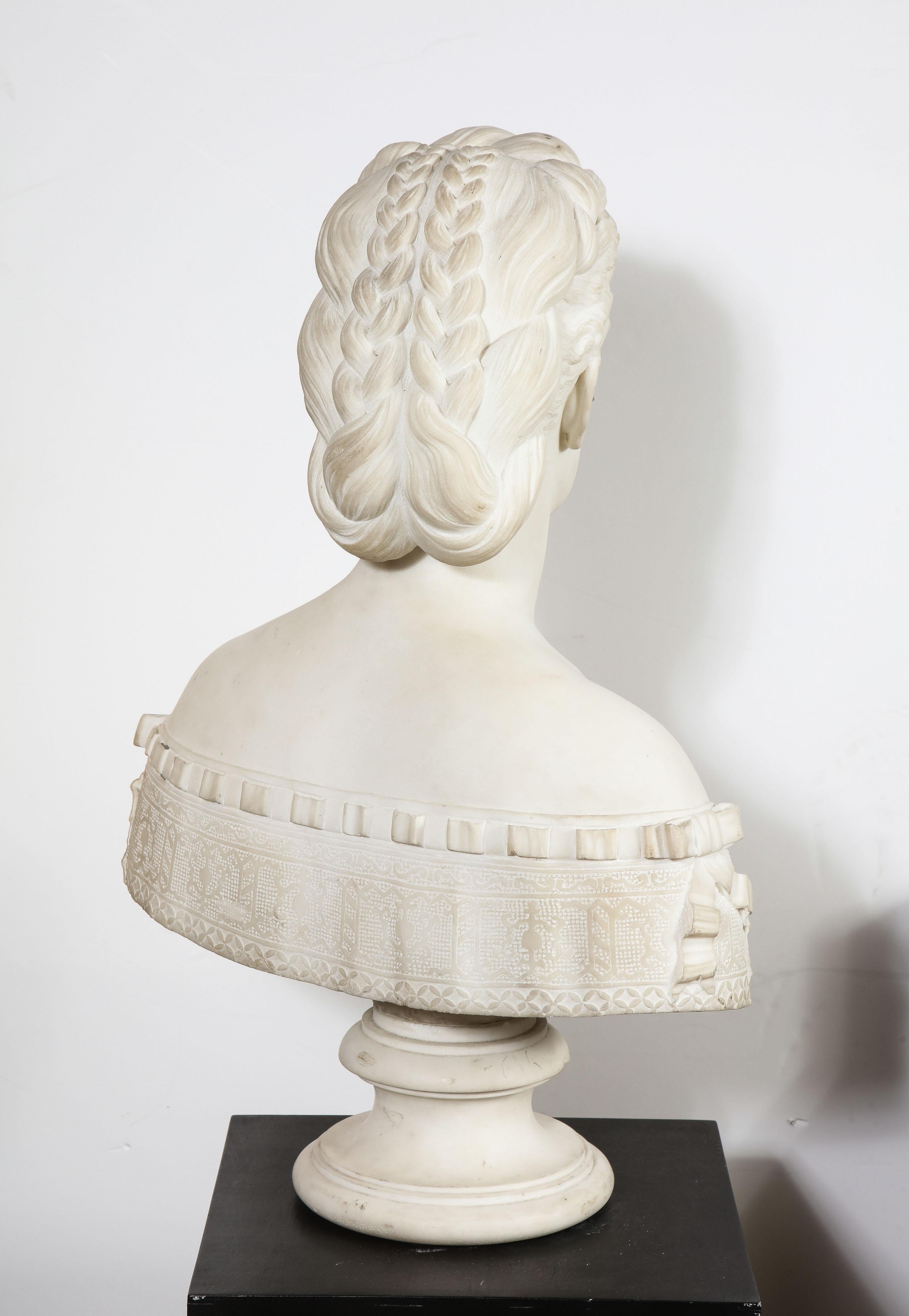 Thomas Ridgeway Gould, a Rare American White Marble Bust of a Woman For Sale 5