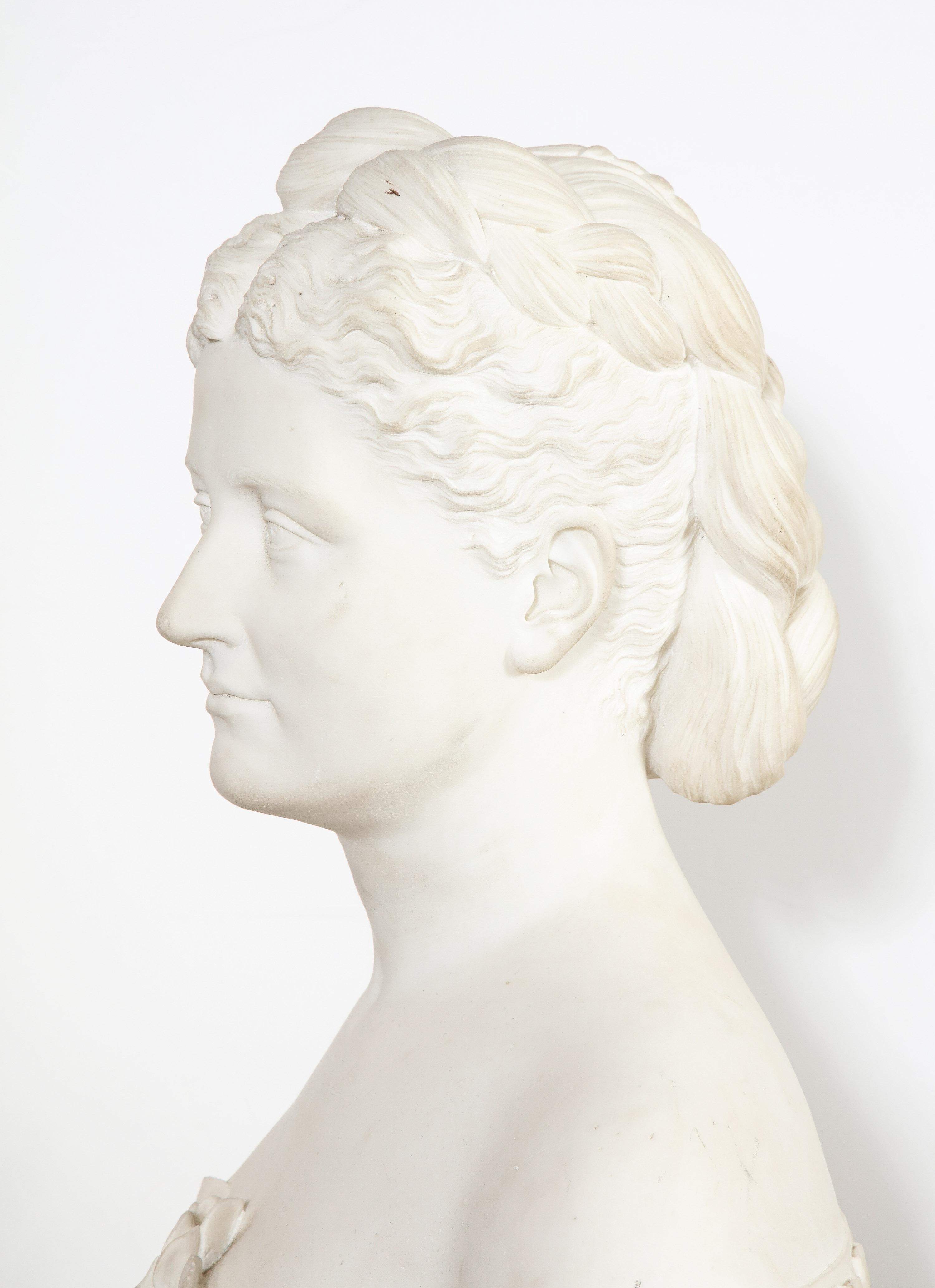 Thomas Ridgeway Gould, a Rare American White Marble Bust of a Woman For Sale 9
