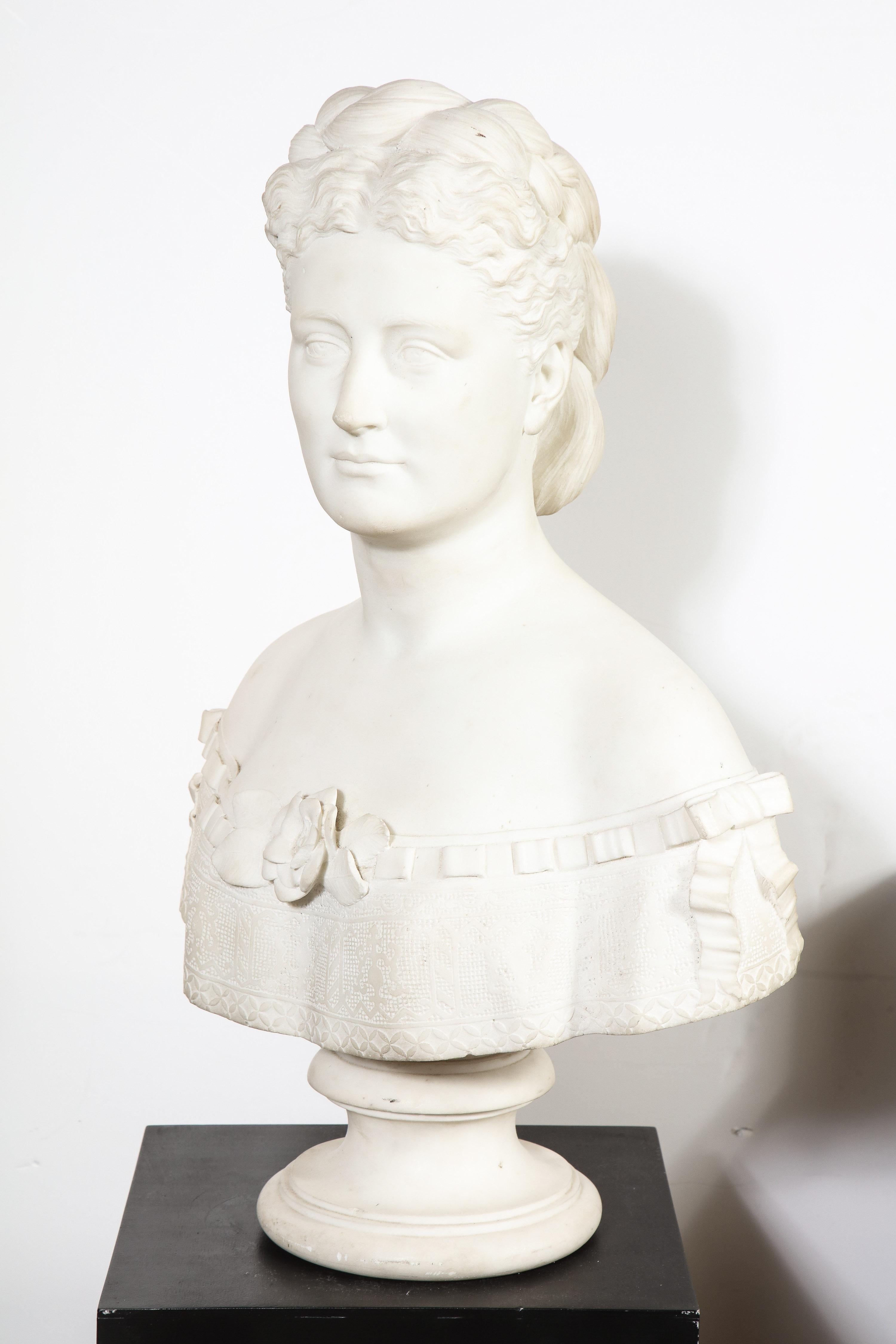 Thomas Ridgeway Gould, a Rare American White Marble Bust of a Woman For Sale 10