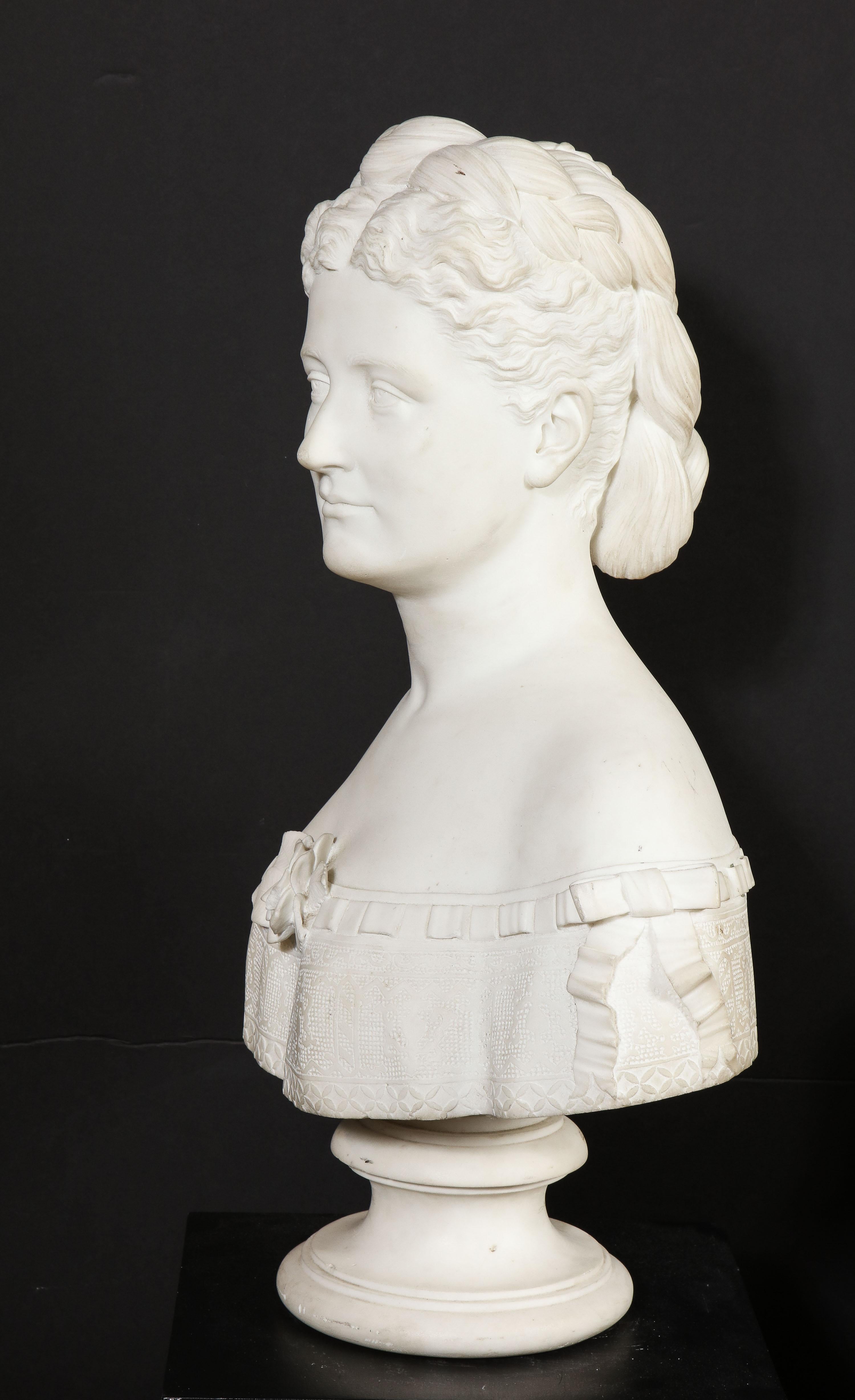 Thomas Ridgeway Gould, a Rare American White Marble Bust of a Woman For Sale 11