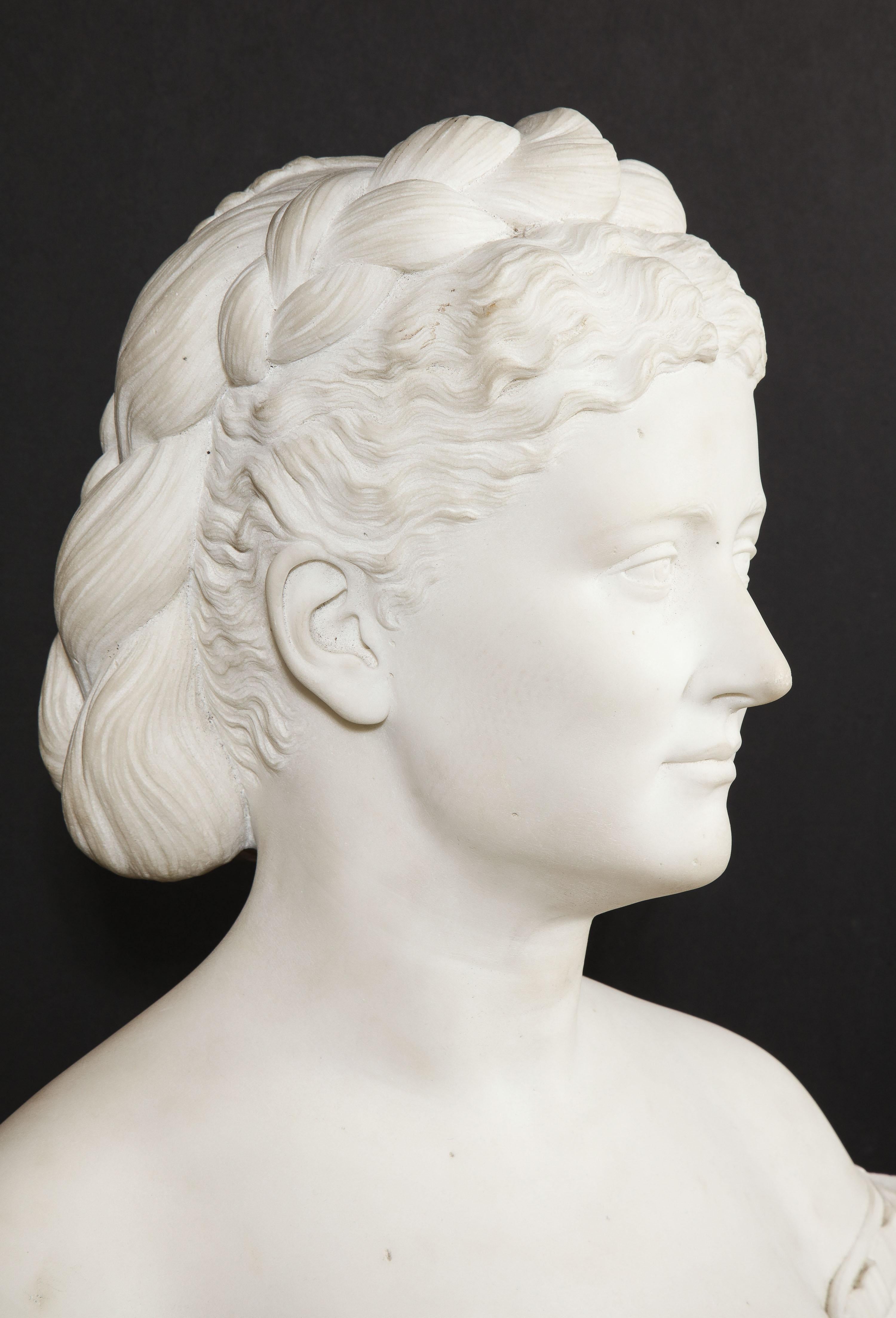 Thomas Ridgeway Gould, a Rare American White Marble Bust of a Woman For Sale 12