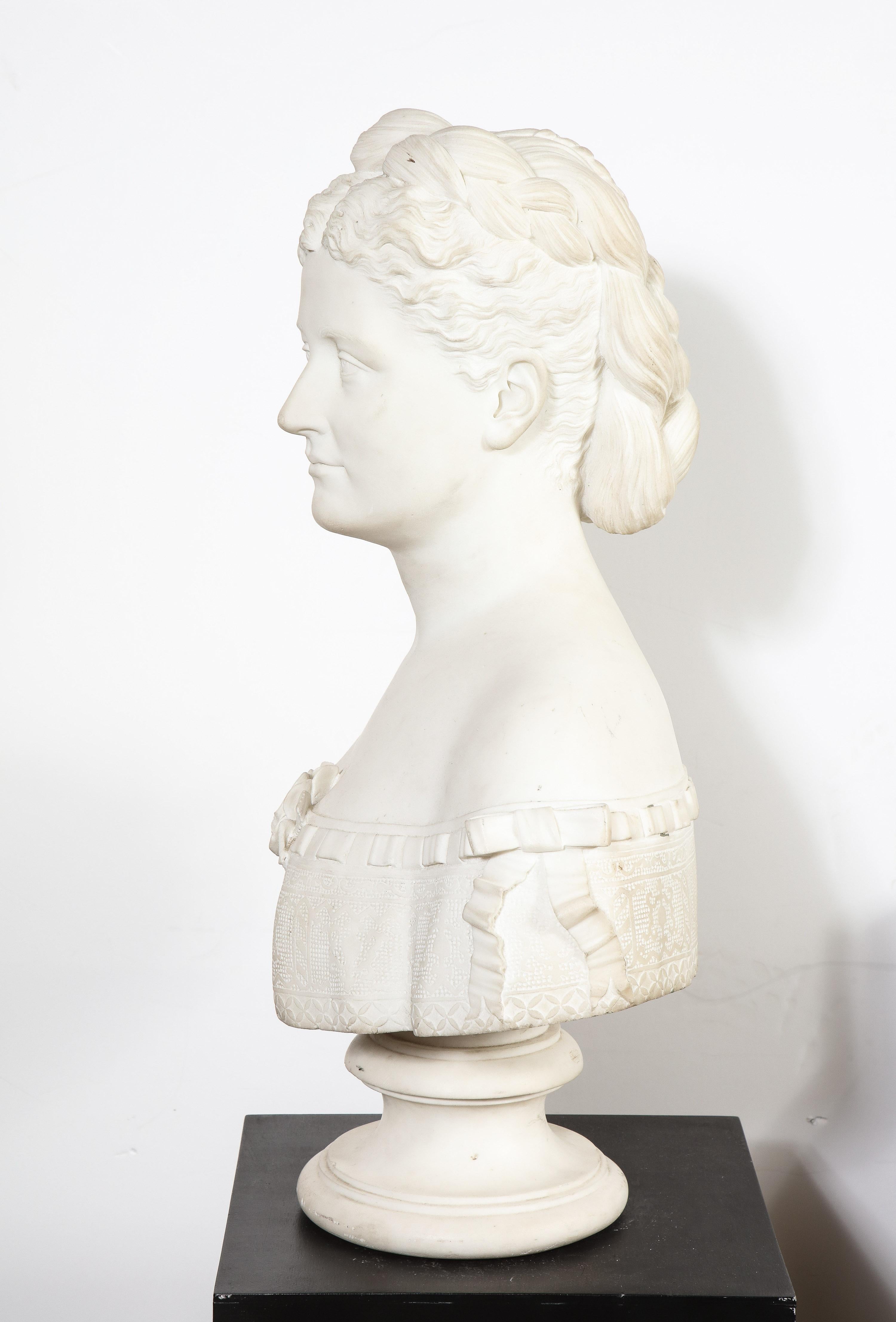 Italian Thomas Ridgeway Gould, a Rare American White Marble Bust of a Woman For Sale