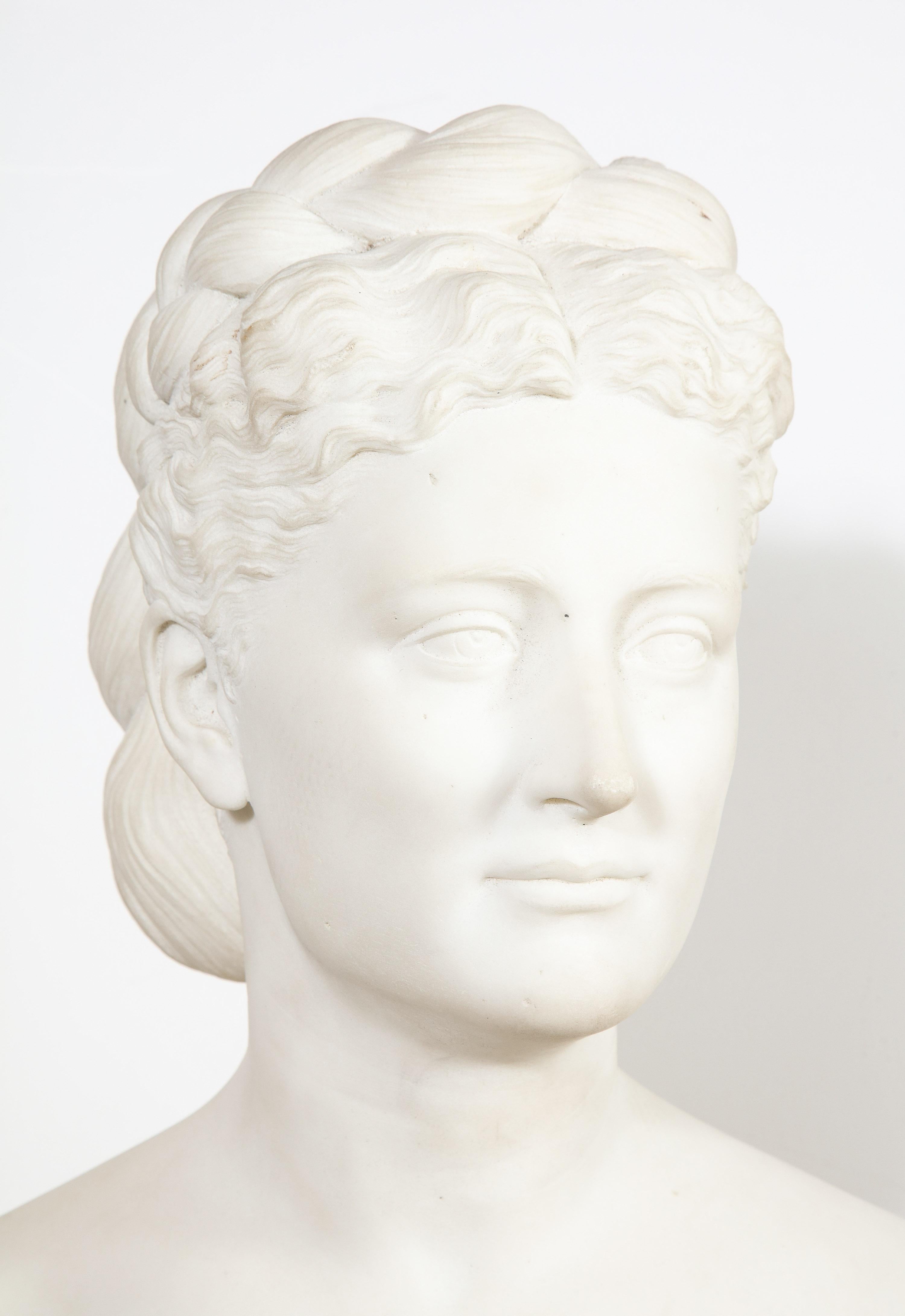 19th Century Thomas Ridgeway Gould, a Rare American White Marble Bust of a Woman For Sale