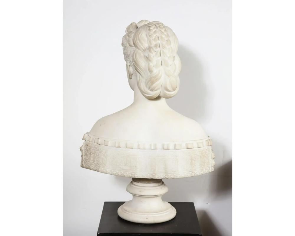 Thomas Ridgeway Gould, a Rare American White Marble Bust of a Woman For Sale 7
