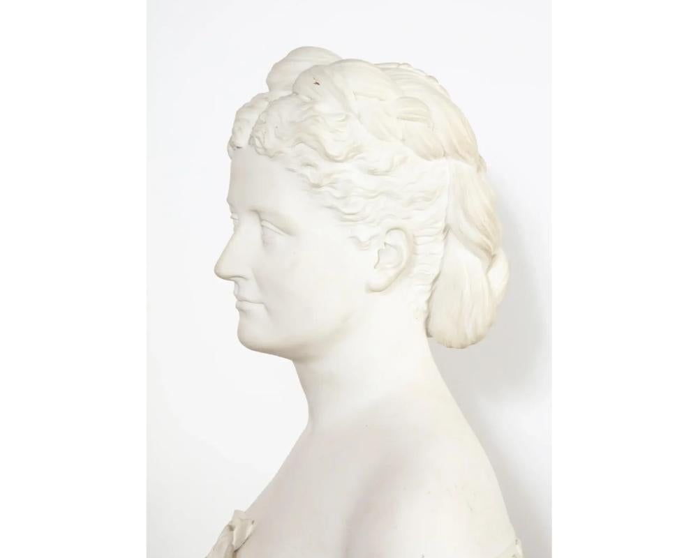 Thomas Ridgeway Gould, a Rare American White Marble Bust of a Woman For Sale 9
