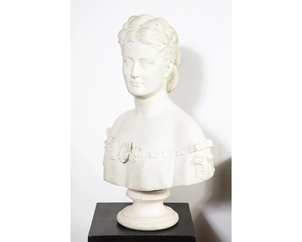 Thomas Ridgeway Gould, a Rare American White Marble Bust of a Woman For Sale 10
