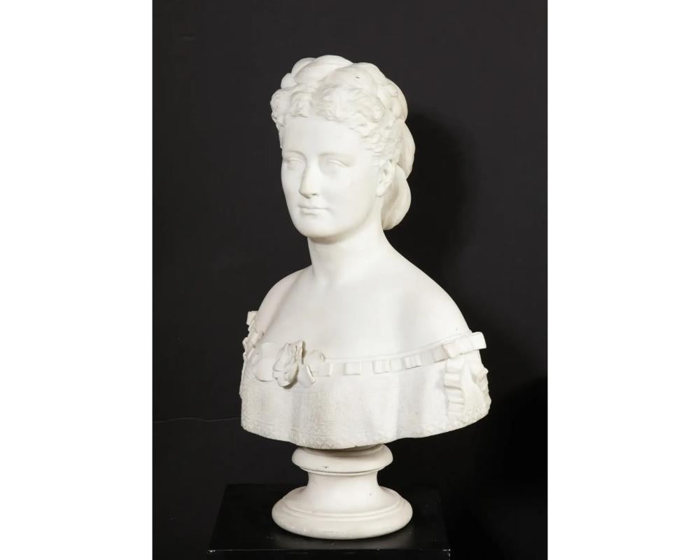 Thomas Ridgeway Gould, a Rare American White Marble Bust of a Woman For Sale 11